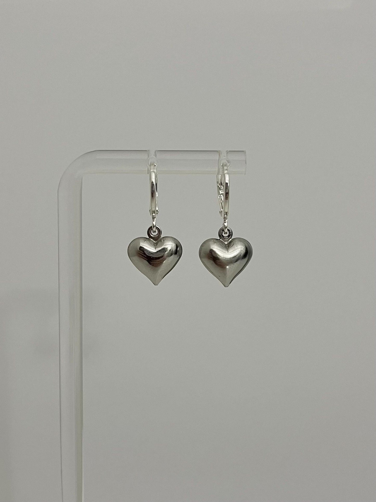 Silver Heart Huggies | Stainless Steel Earrings