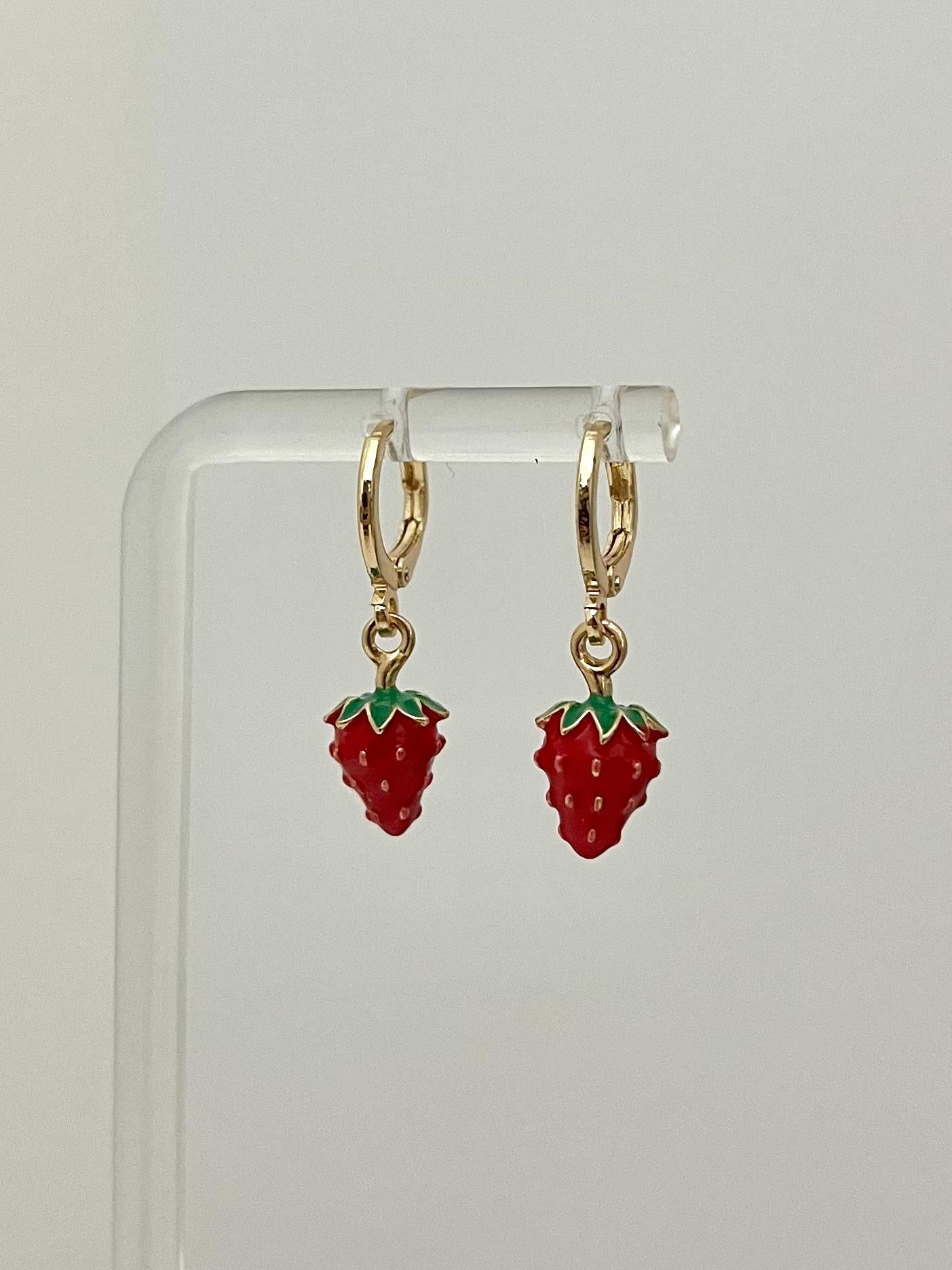 Dainty Strawberry Earrings