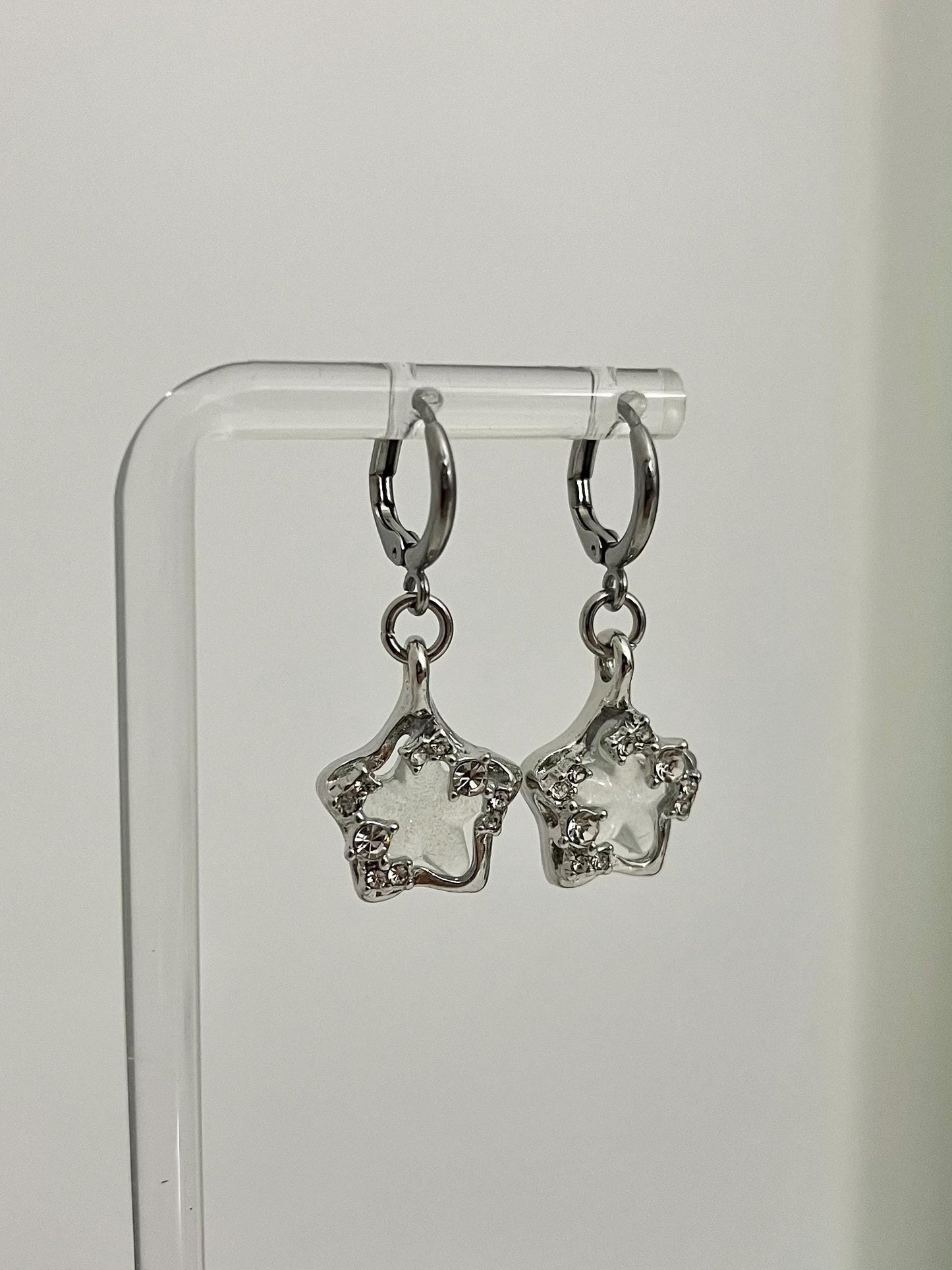 Baby Blue Crystal Star Earrings