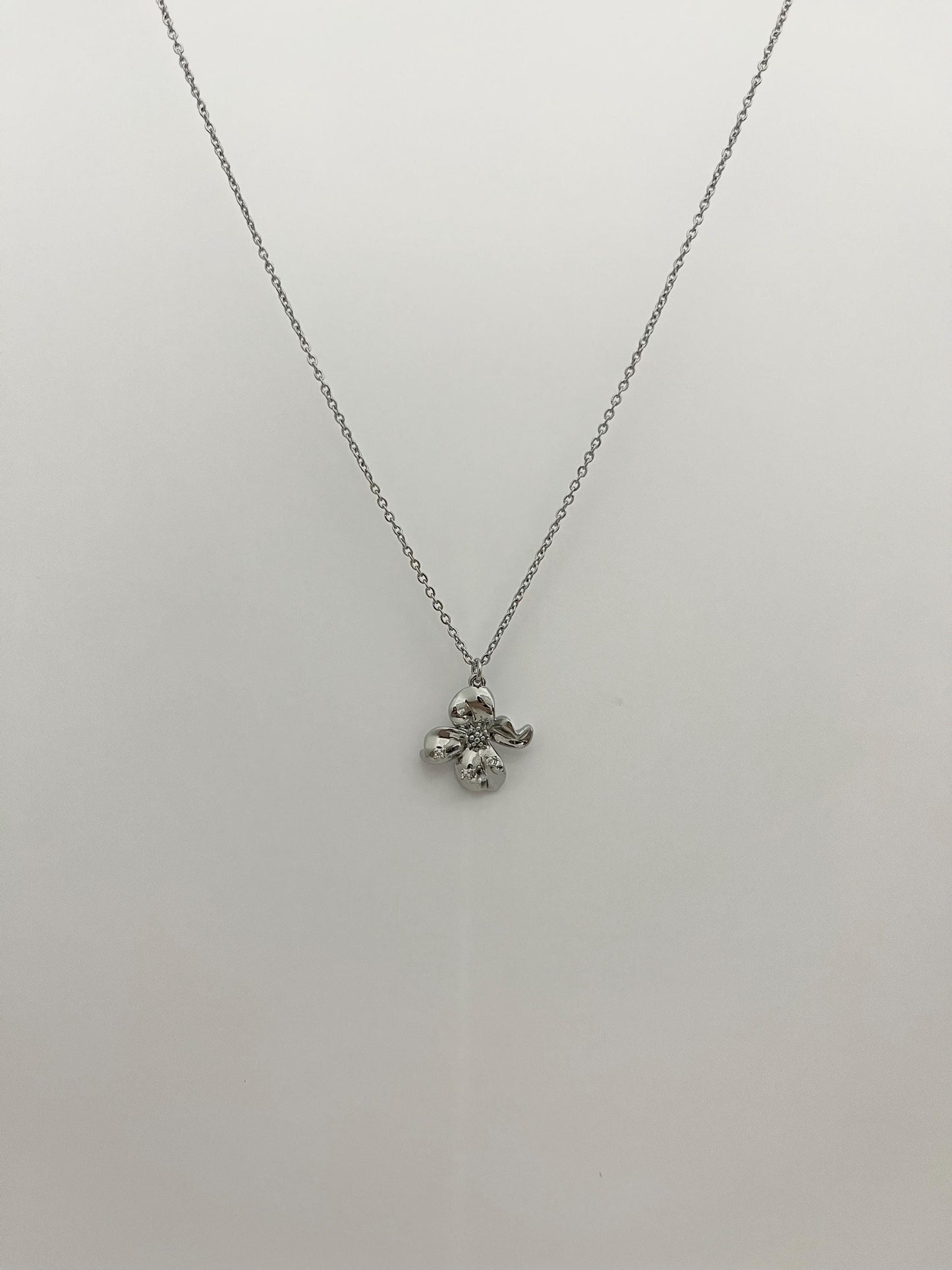 Silver Orchid Flower Necklace