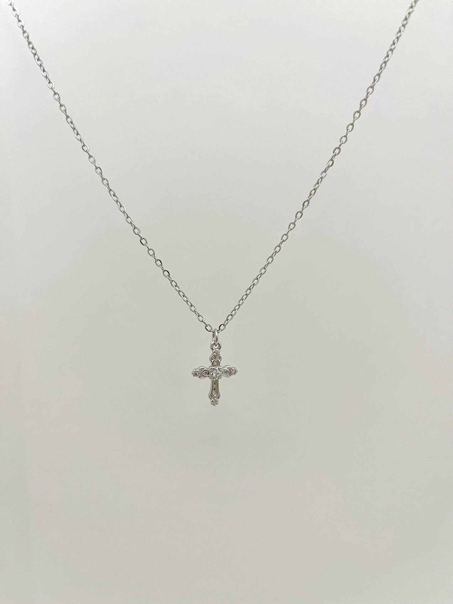 Dainty Silver Cross Necklace