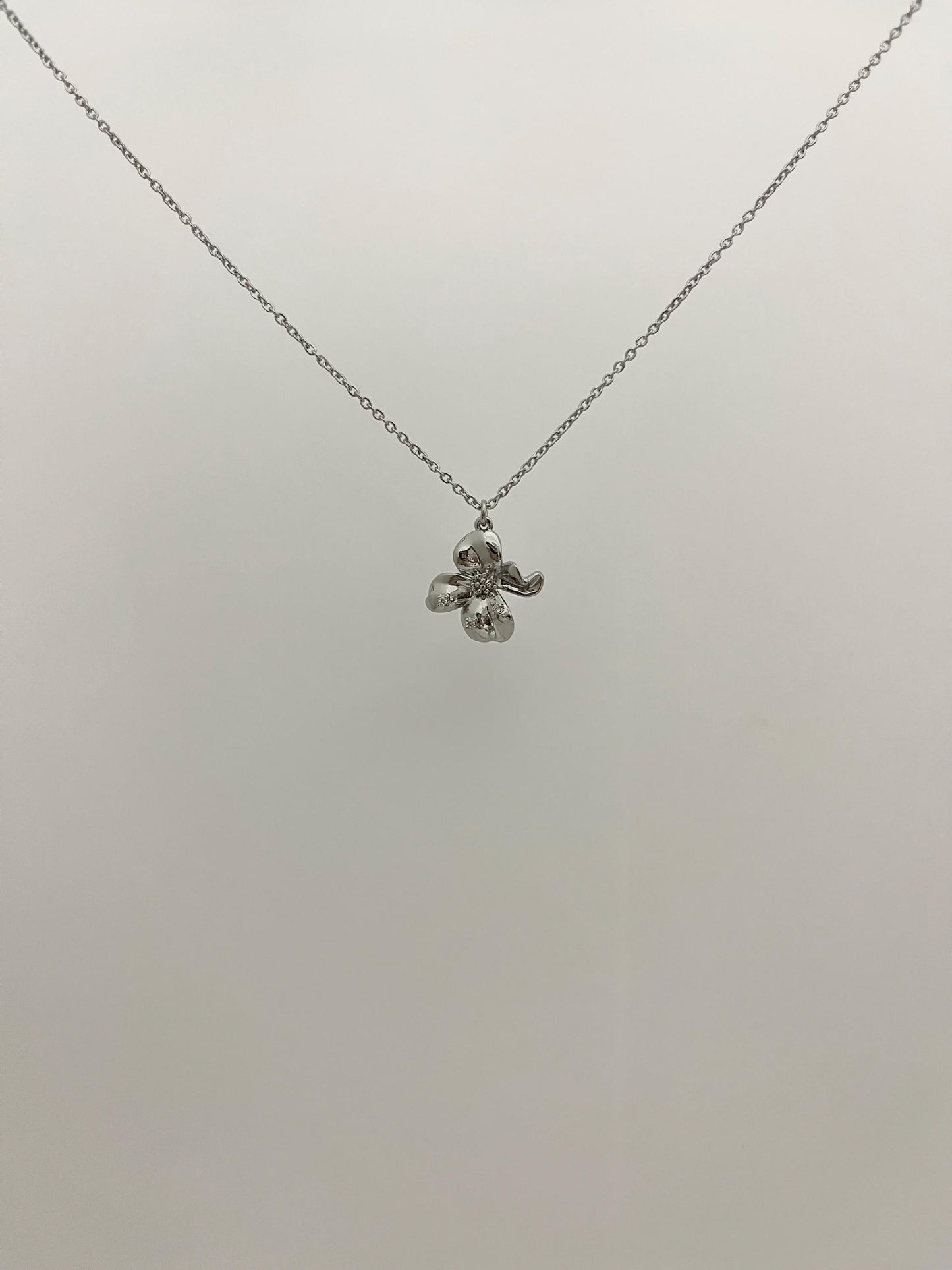 Silver Orchid Flower Necklace