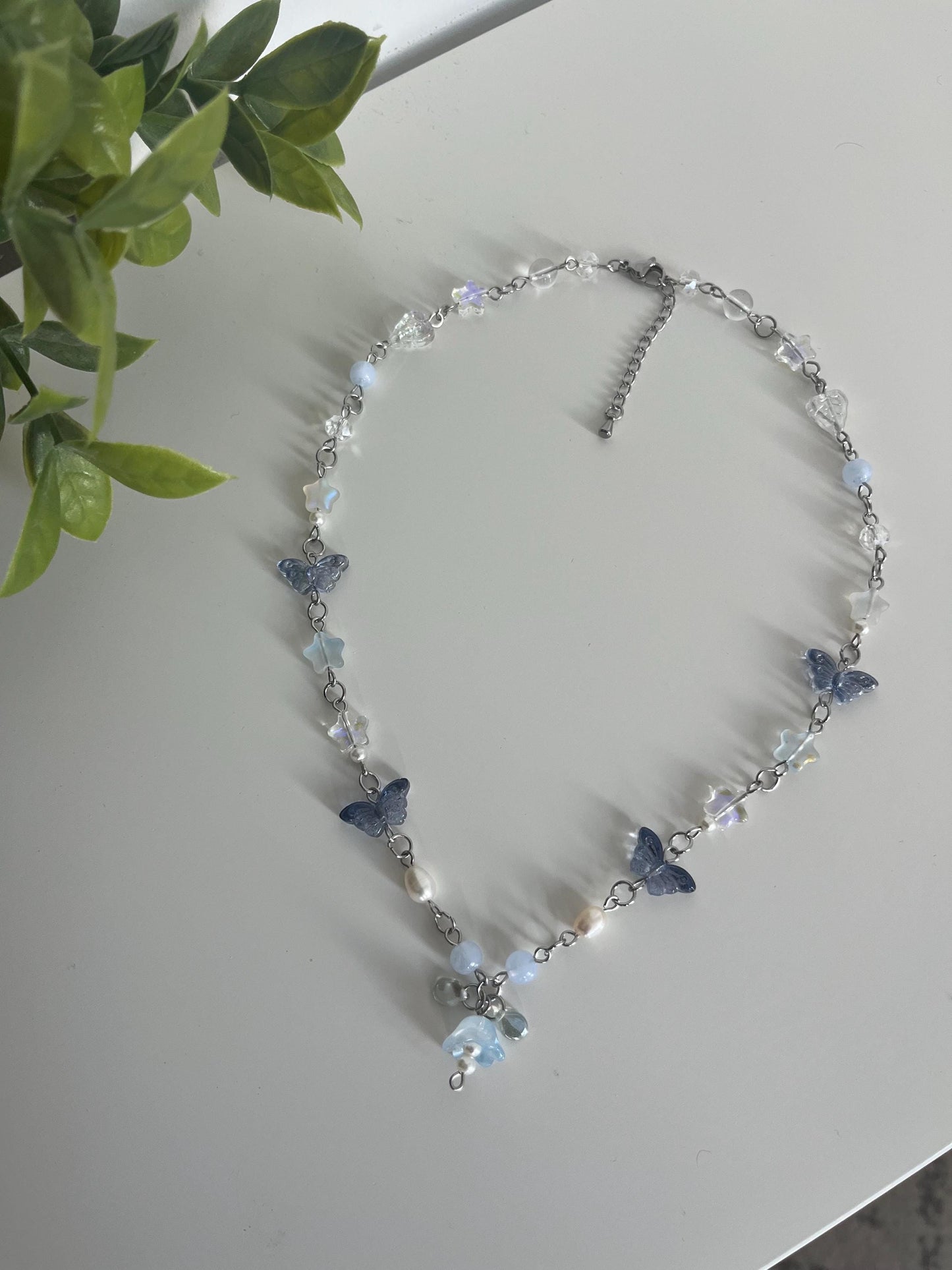 Handmade Blue Flower Necklace