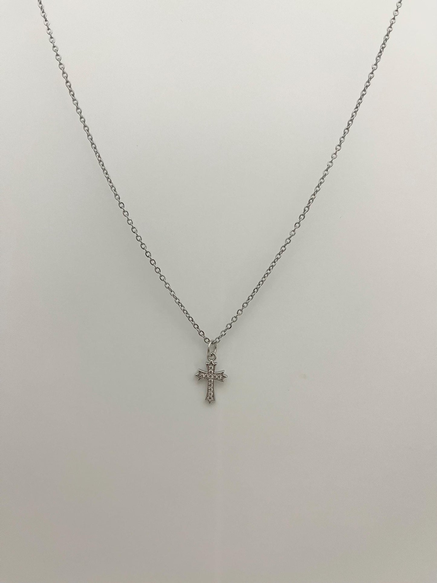 Sparkly Silver Cross Necklace