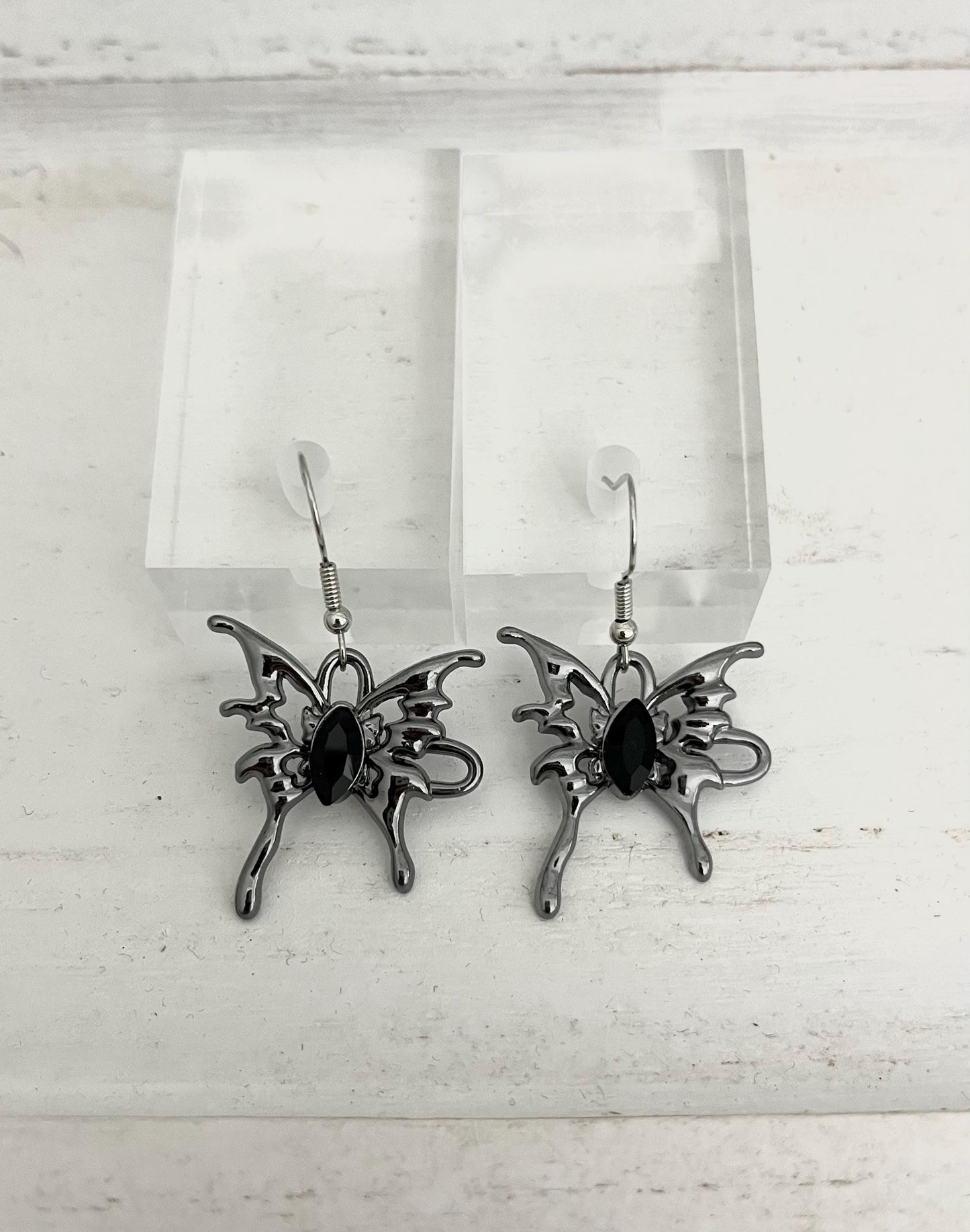 Gunmetal Butterfly Earring
