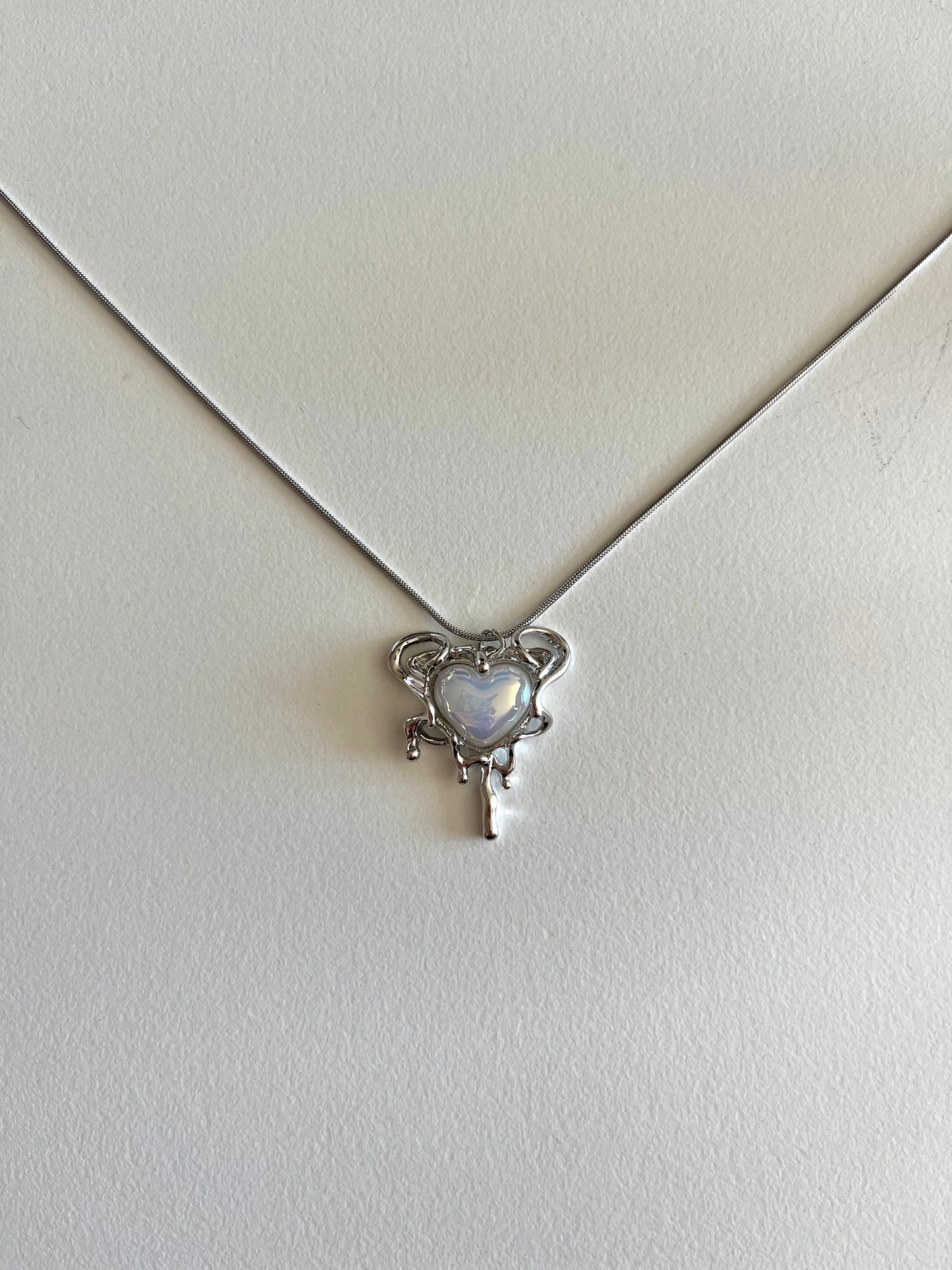 Silver Drip Heart Necklace
