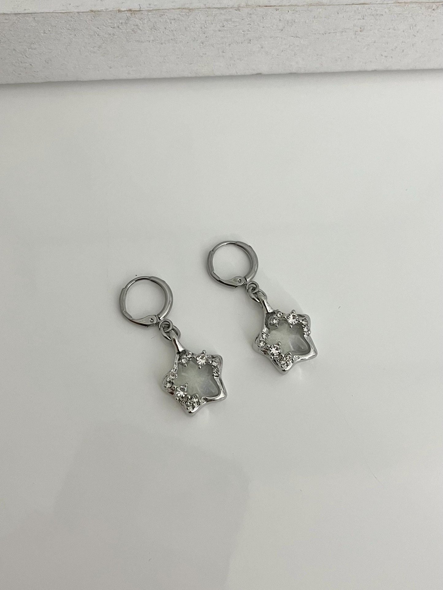 Baby Blue Crystal Star Earrings
