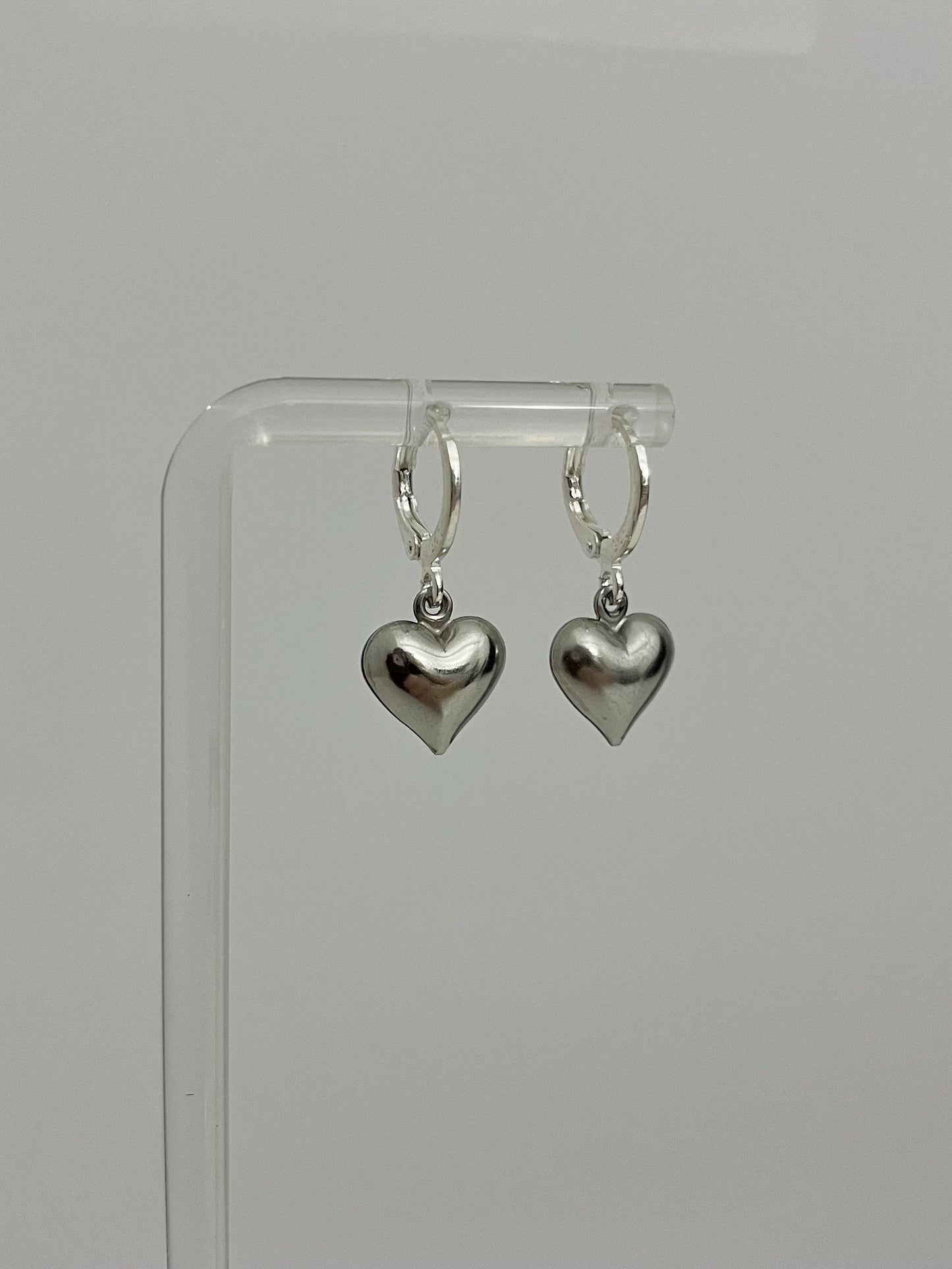 Silver Heart Huggies | Stainless Steel Earrings
