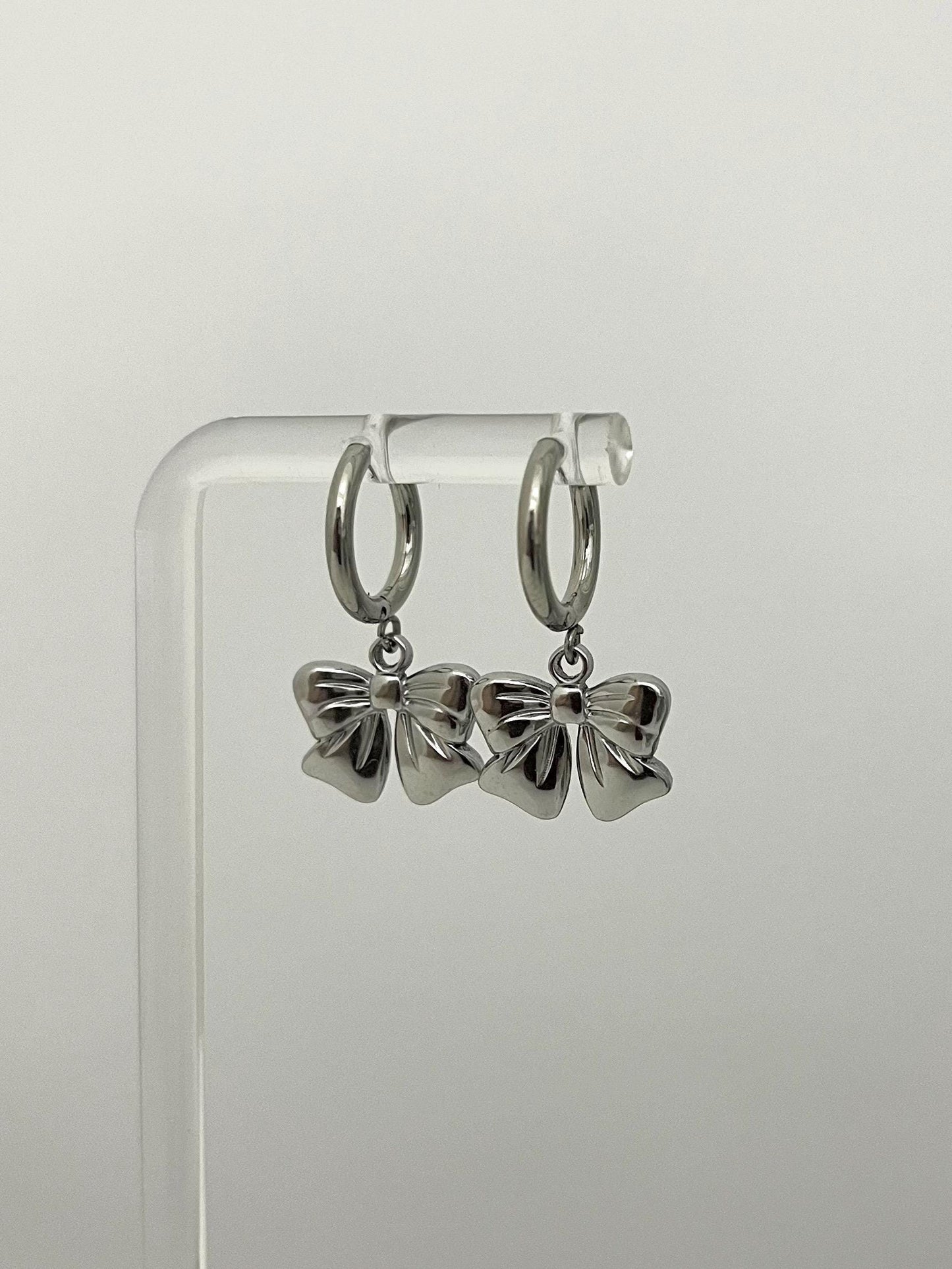 Simple Silver Bow Earrings
