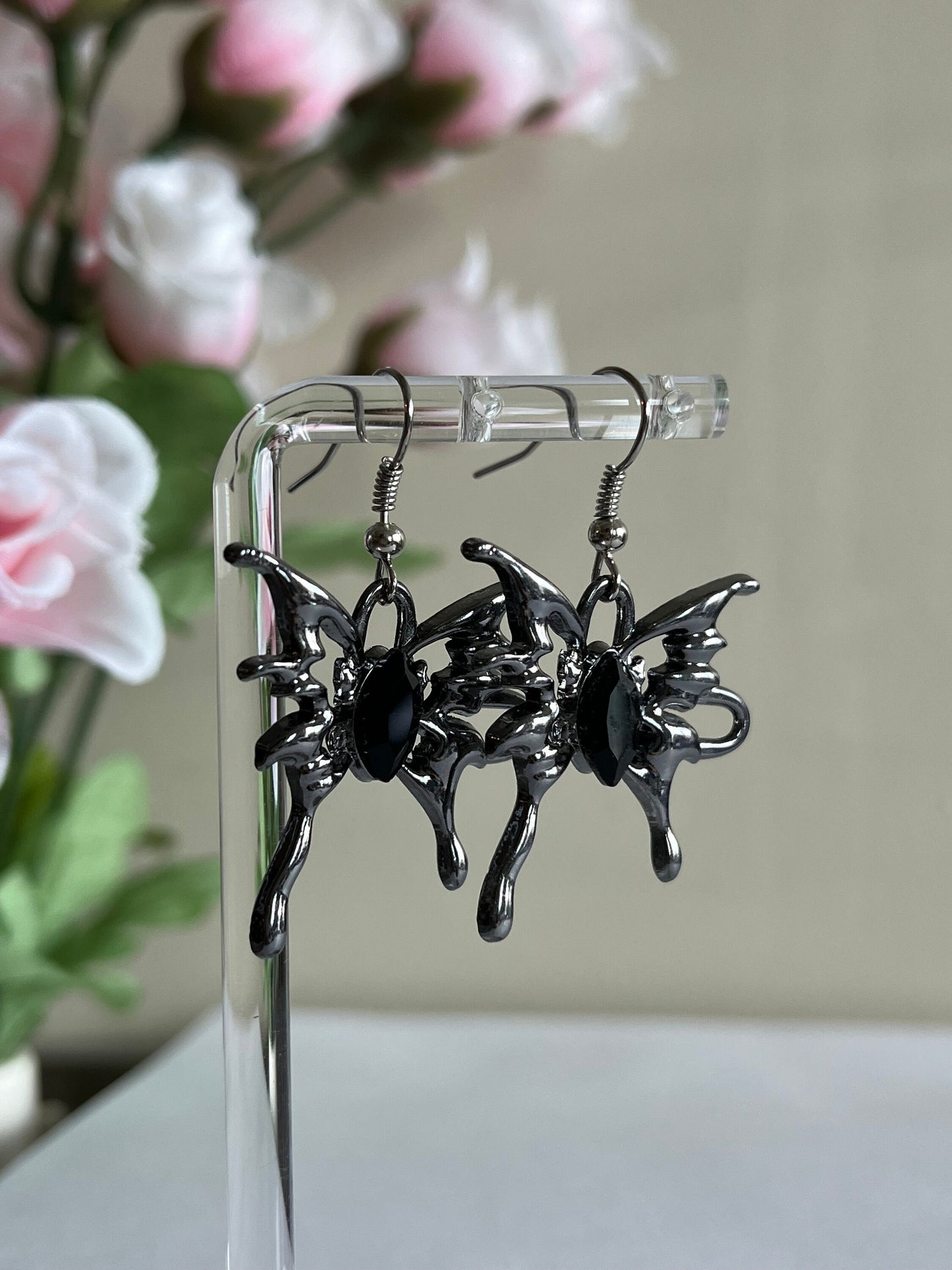 Gunmetal Butterfly Earring