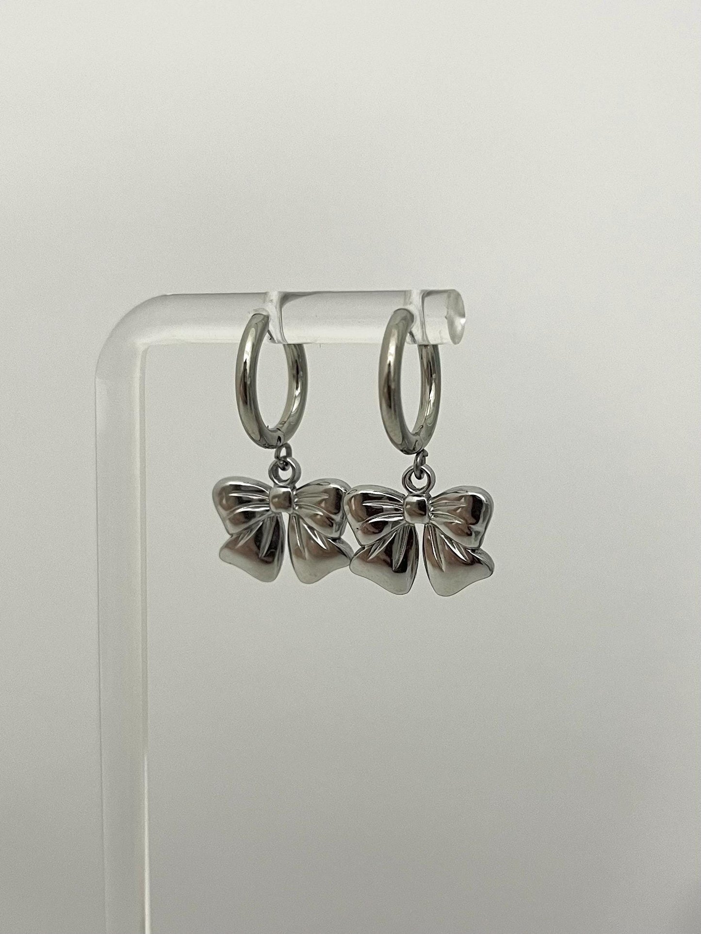 Simple Silver Bow Earrings