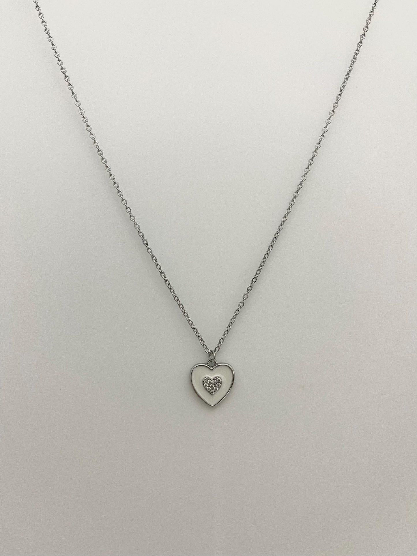 White Heart Necklace