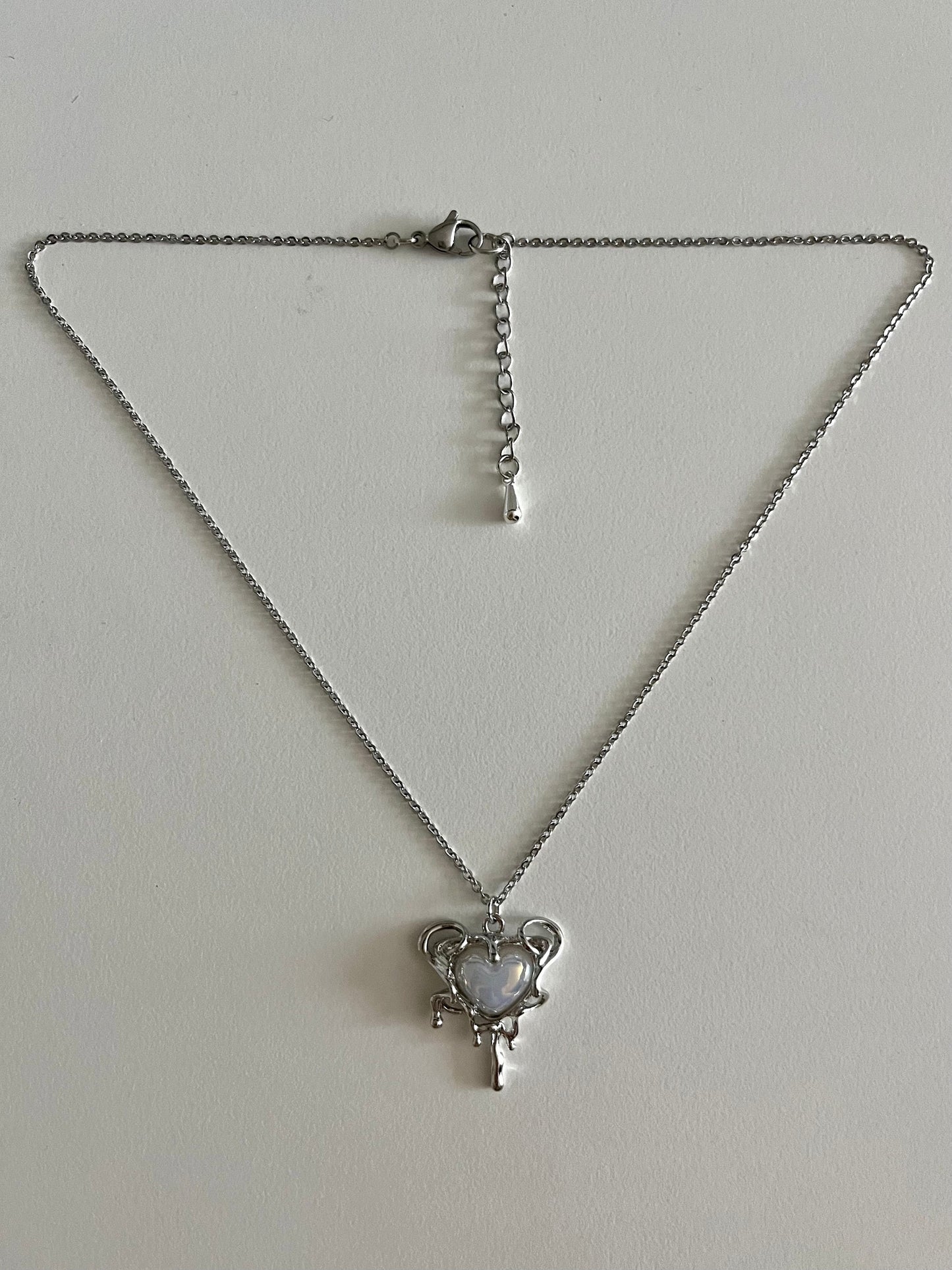 Silver Drip Heart Necklace