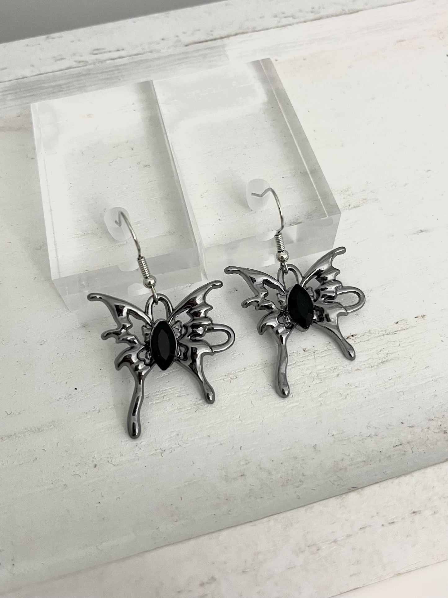 Gunmetal Butterfly Earring