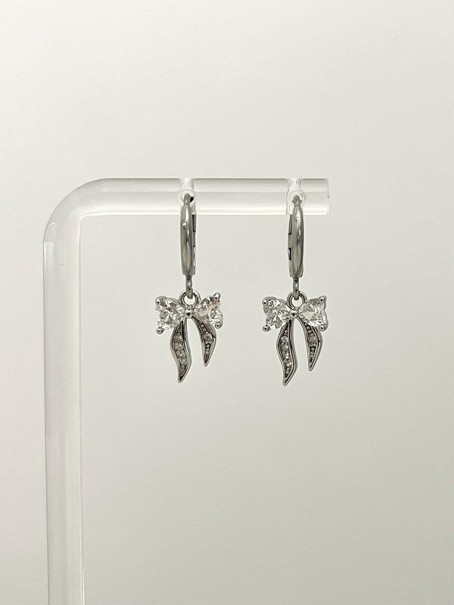 Mini Silver Bow Earrings