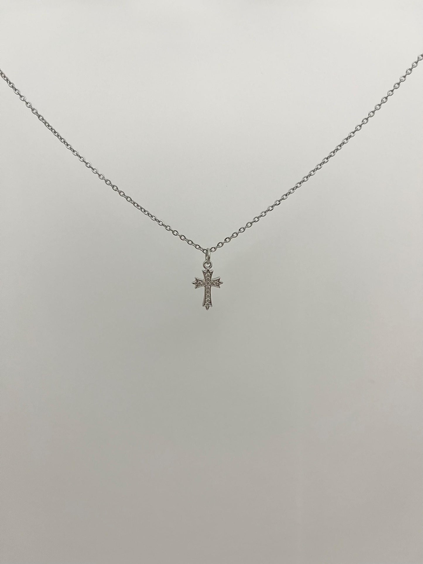 Sparkly Silver Cross Necklace