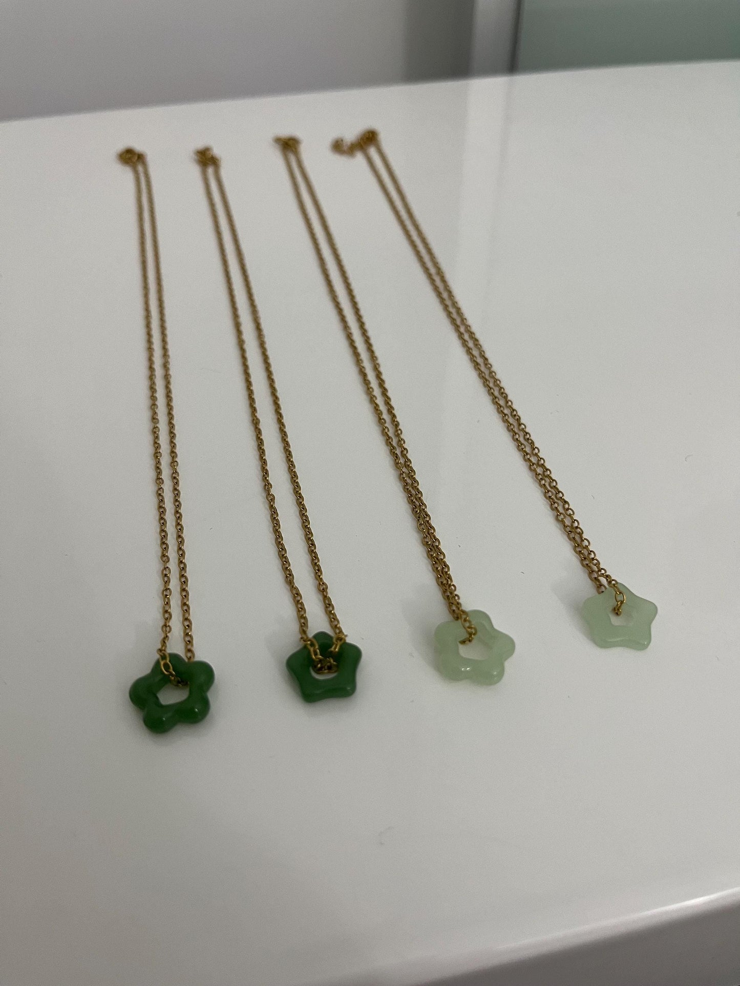 Gold Jade Flower Necklace