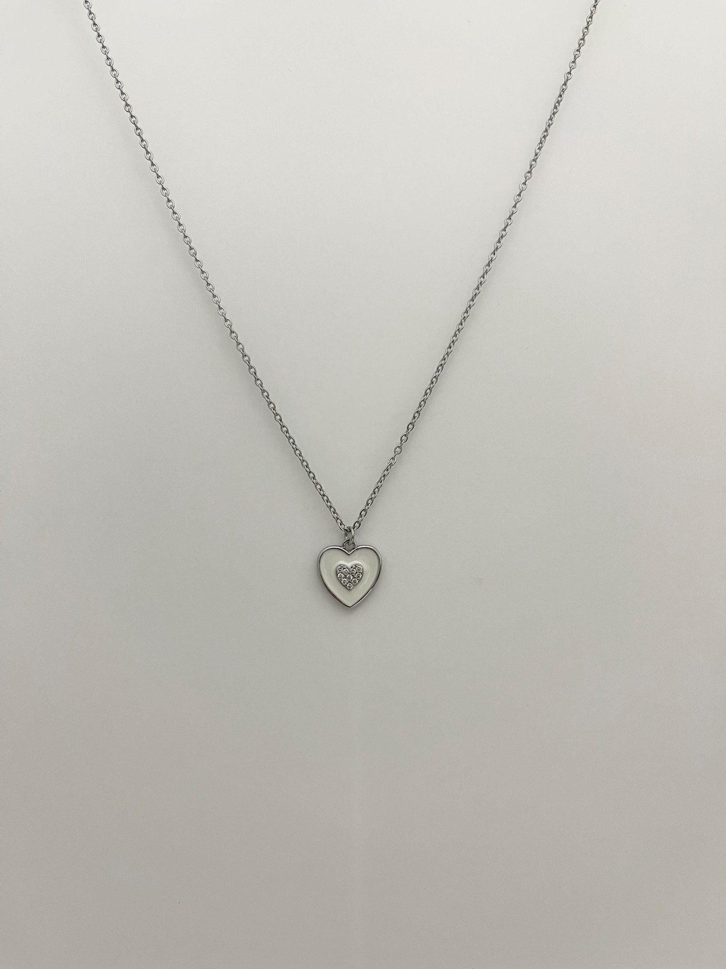 White Heart Necklace