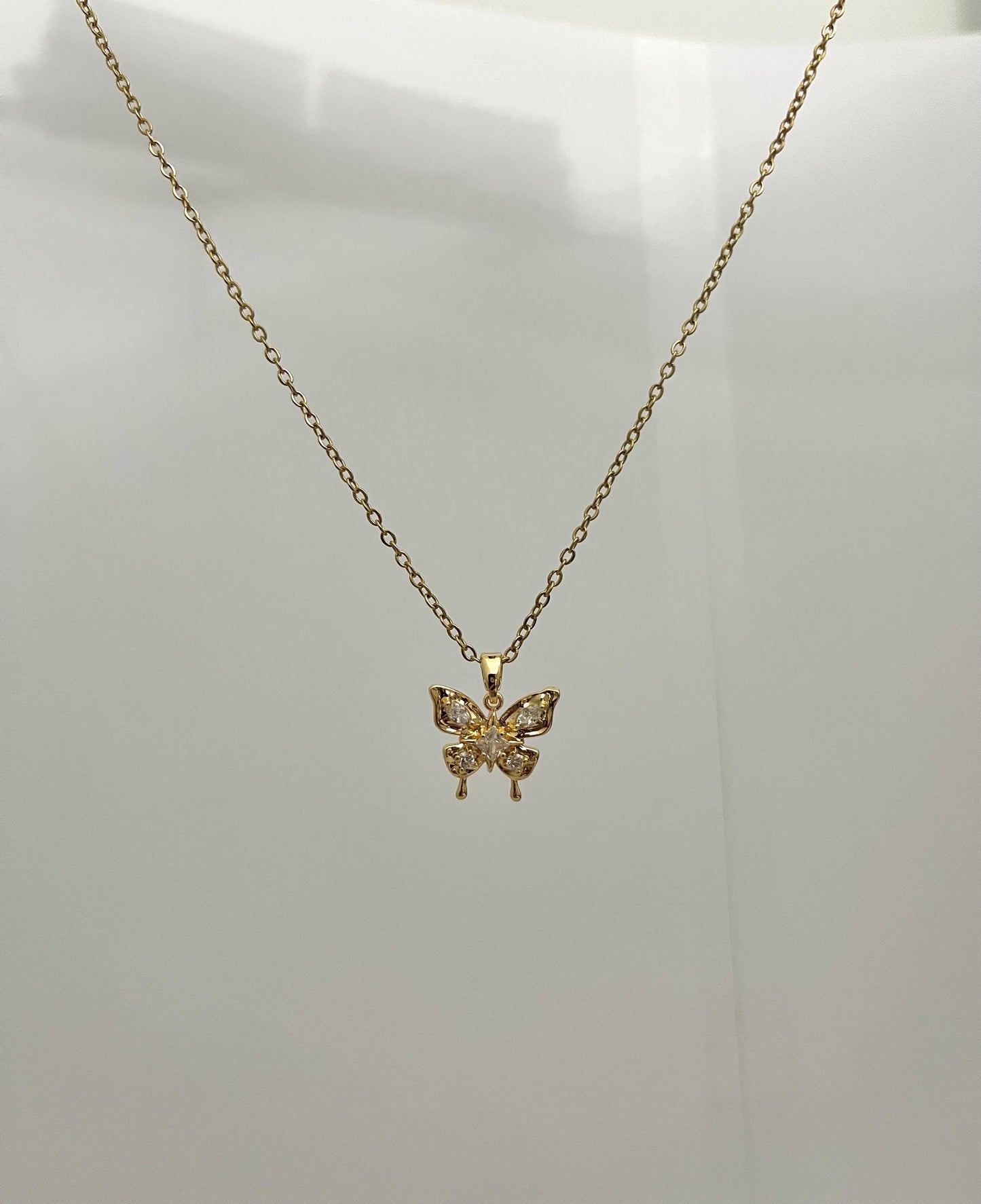 Gold Plated Butterfly Pendant Necklace