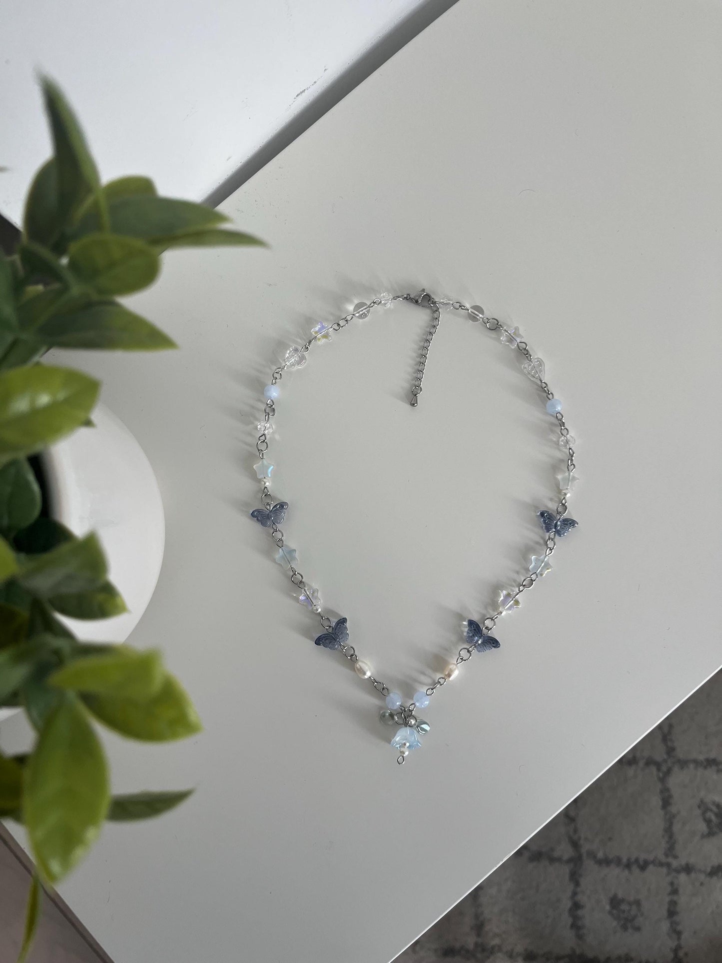 Handmade Blue Flower Necklace