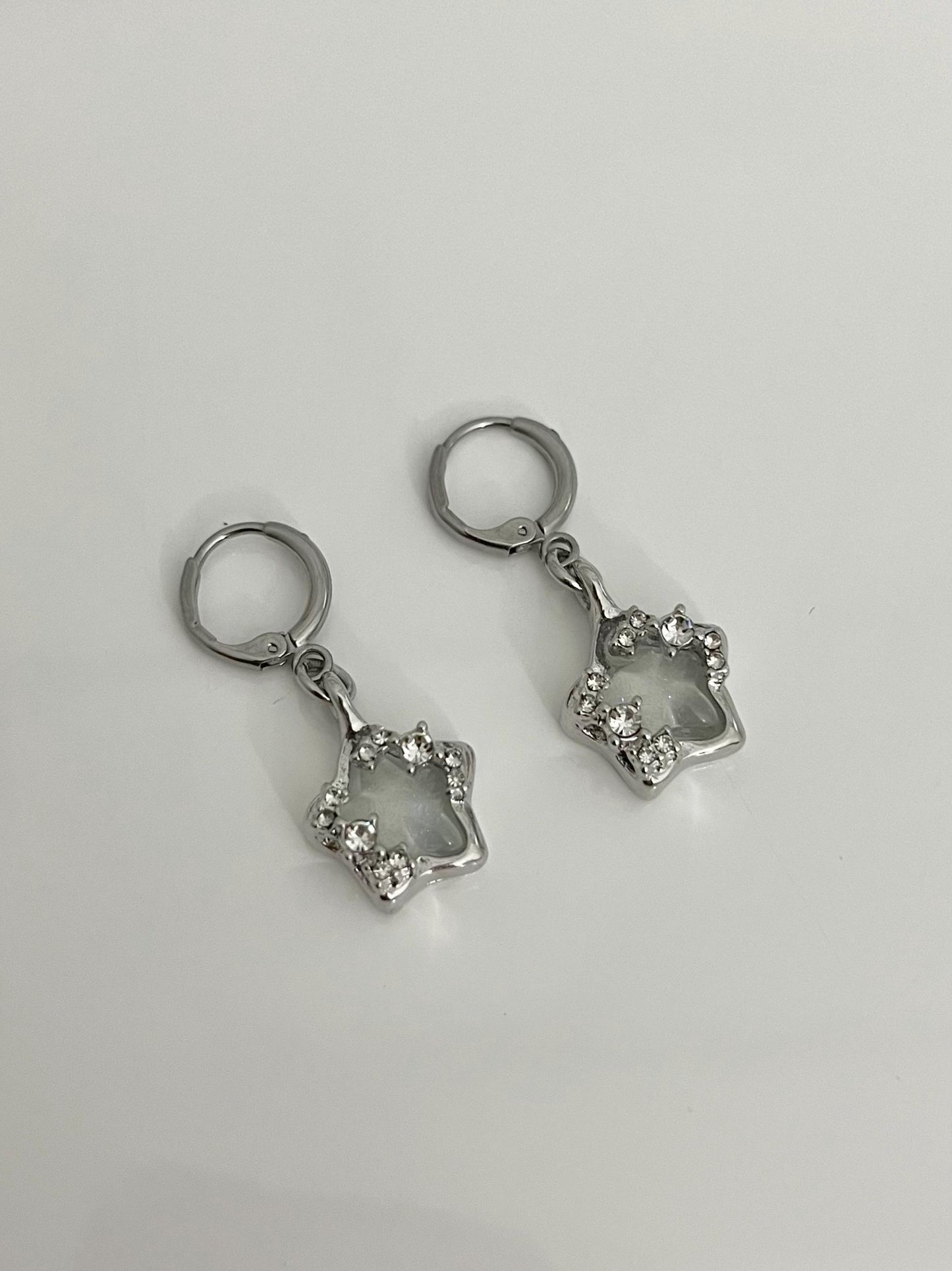 Baby Blue Crystal Star Earrings