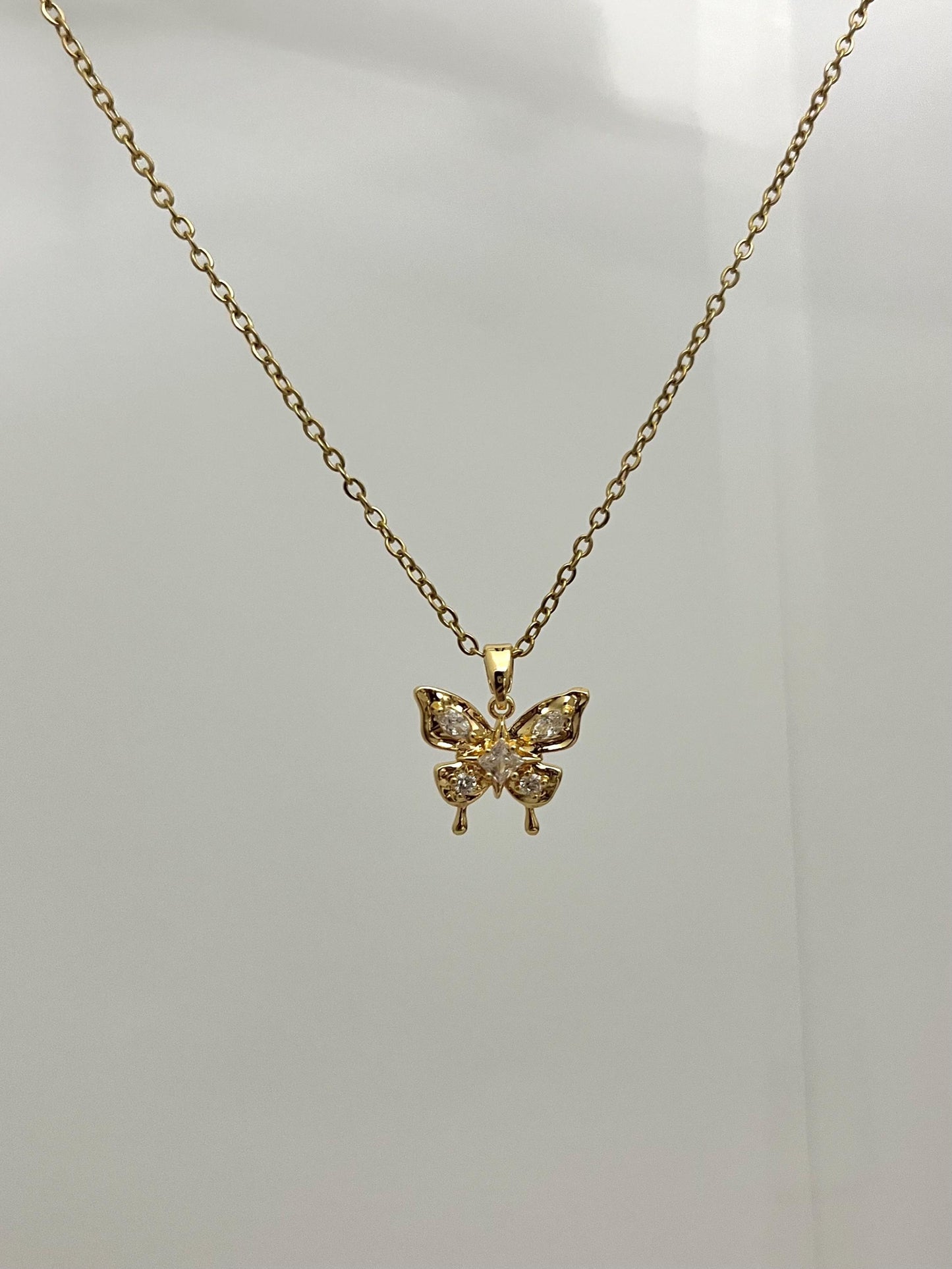 Gold Plated Butterfly Pendant Necklace