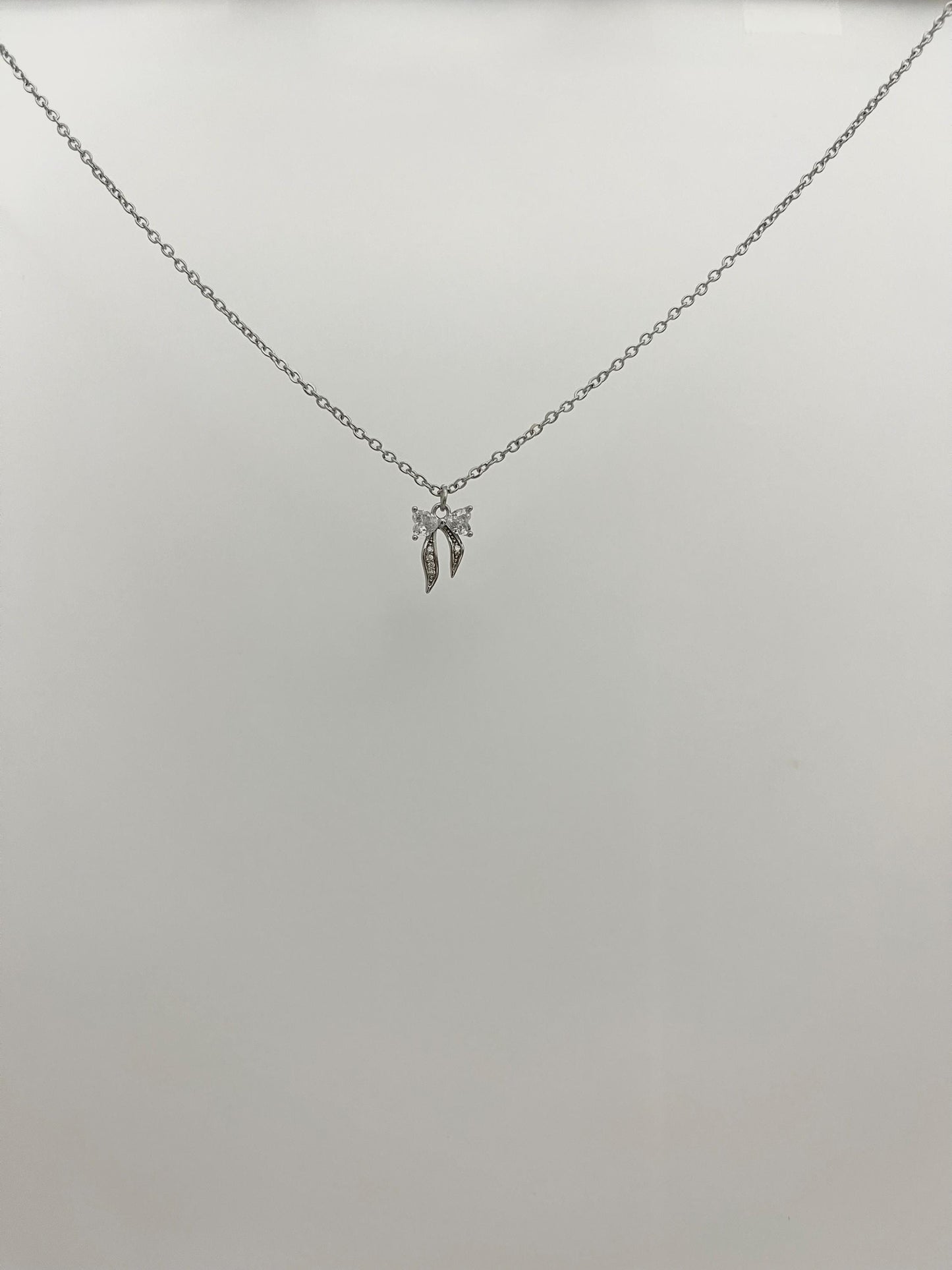 Dainty Silver Bow Necklace