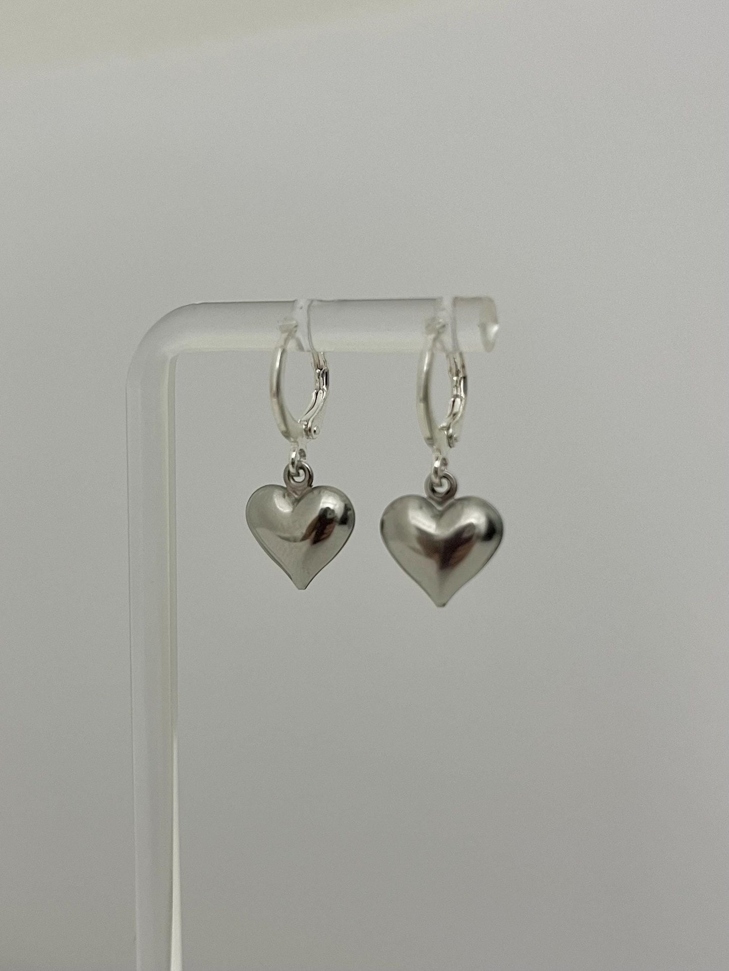 Silver Heart Huggies | Stainless Steel Earrings