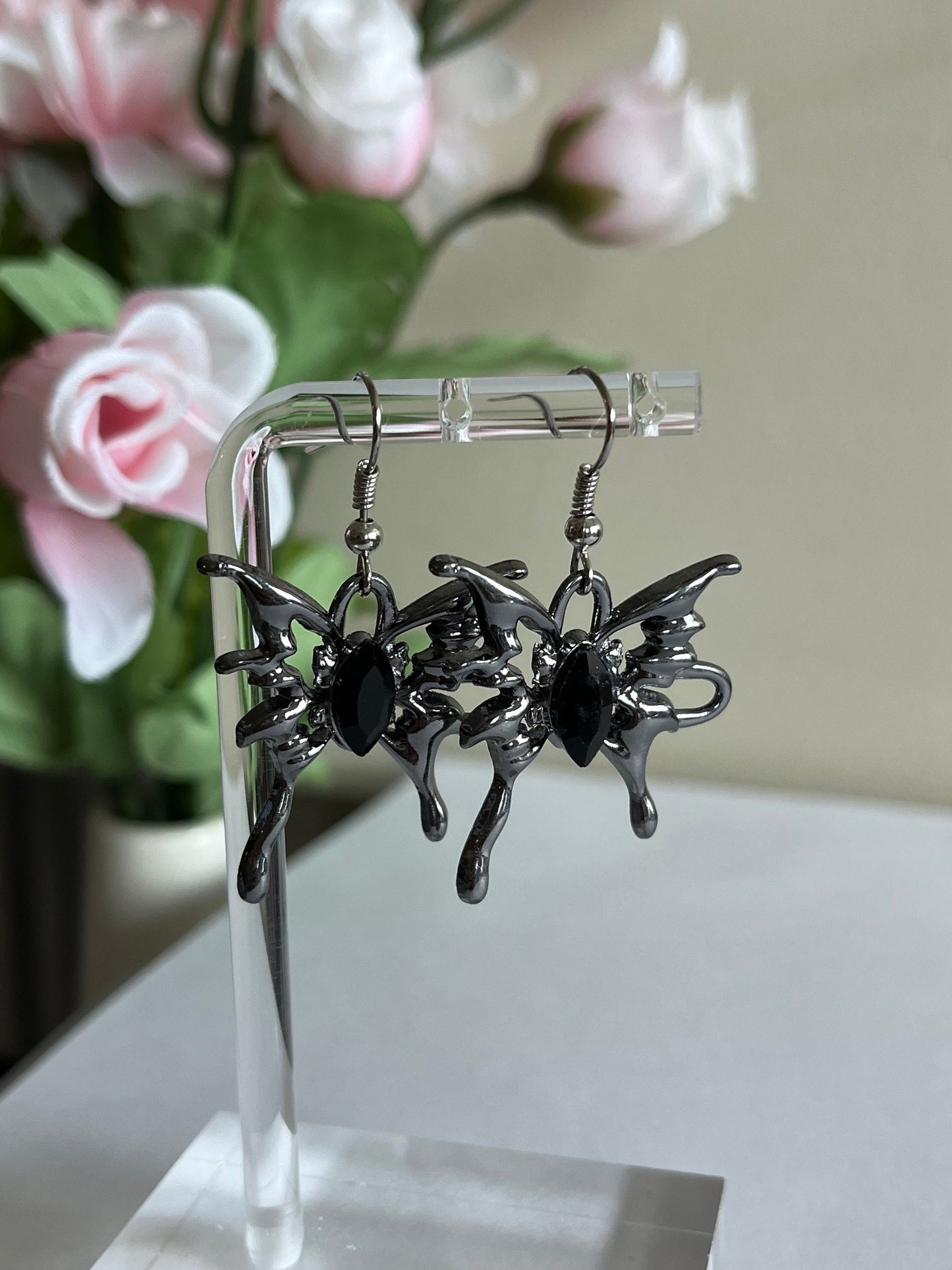 Gunmetal Butterfly Earring