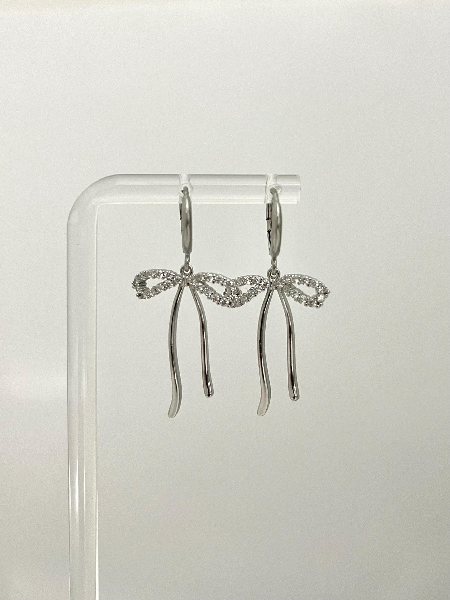 Silver Crystal Bow Earring | Coquette Bow Earring