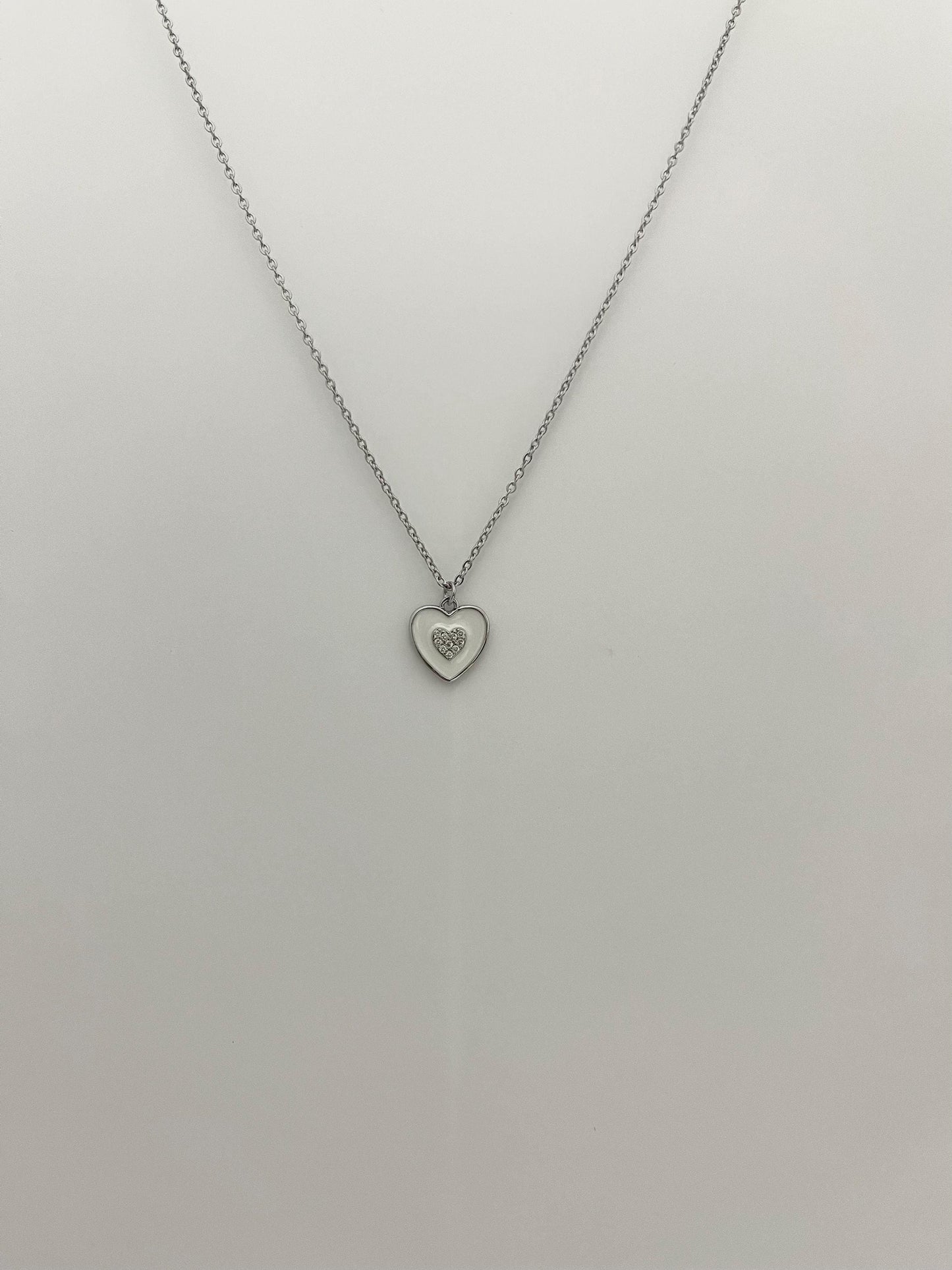 White Heart Necklace