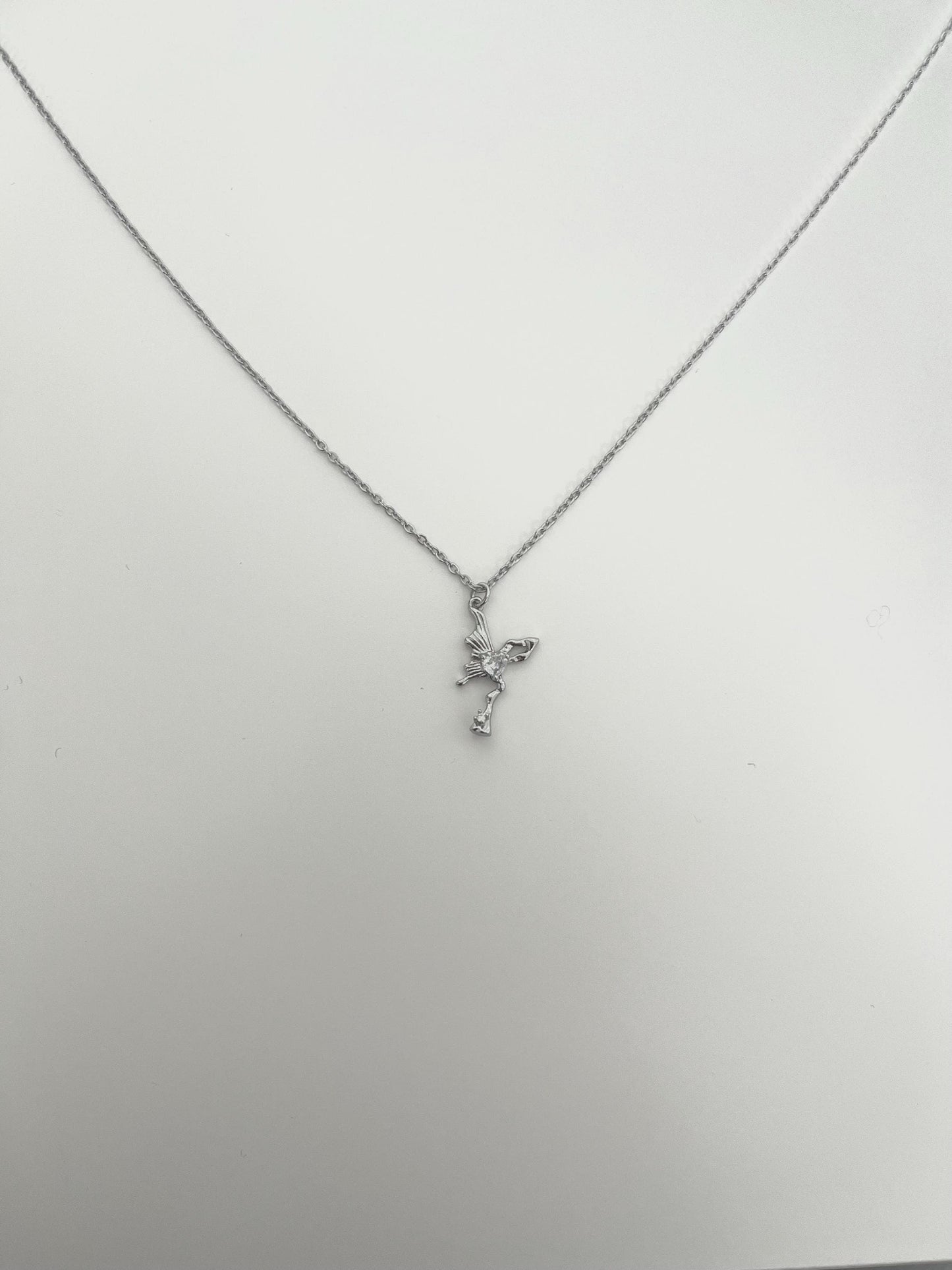 Asymmetric Silver Butterfly Necklace