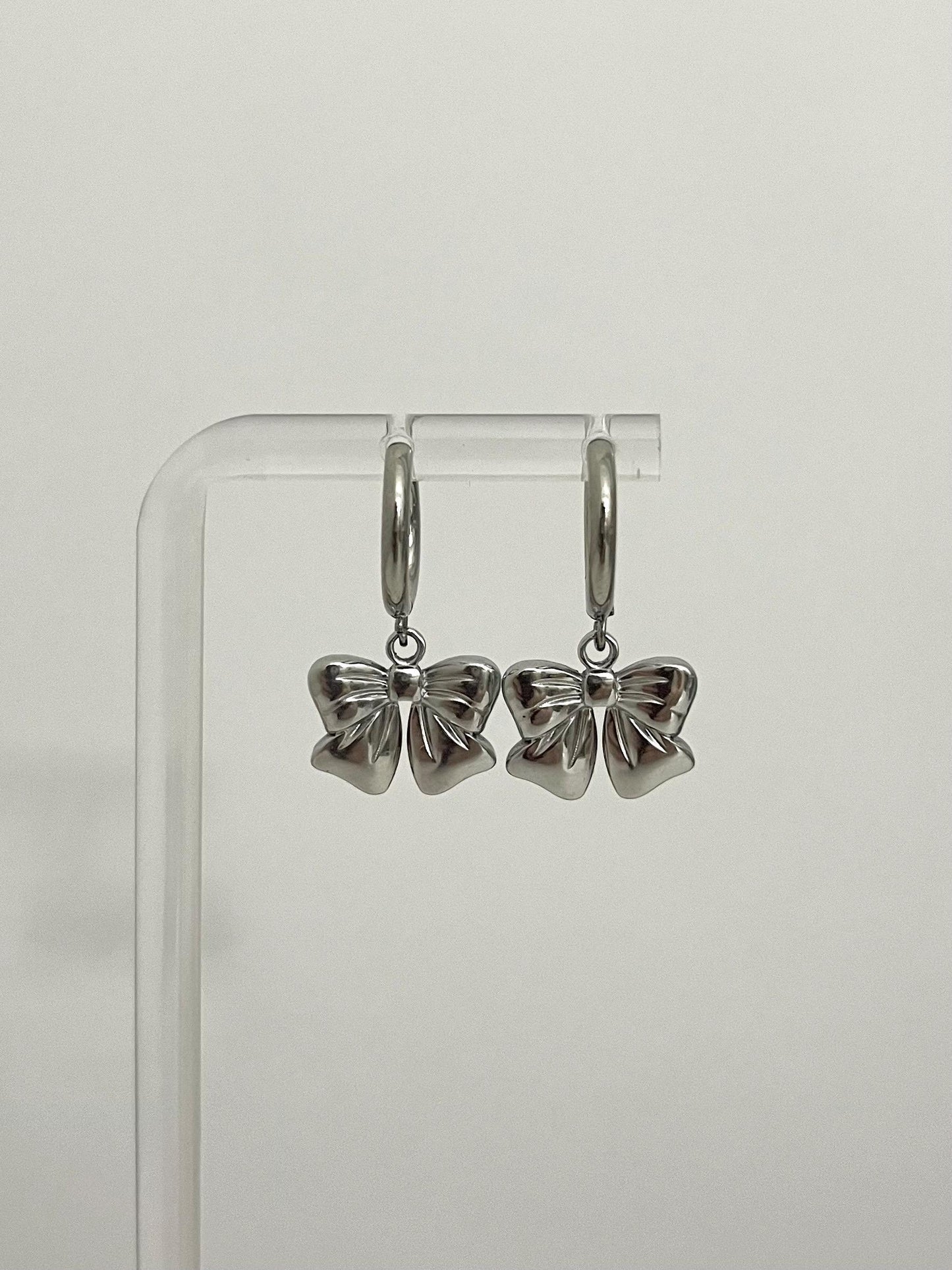 Simple Silver Bow Earrings