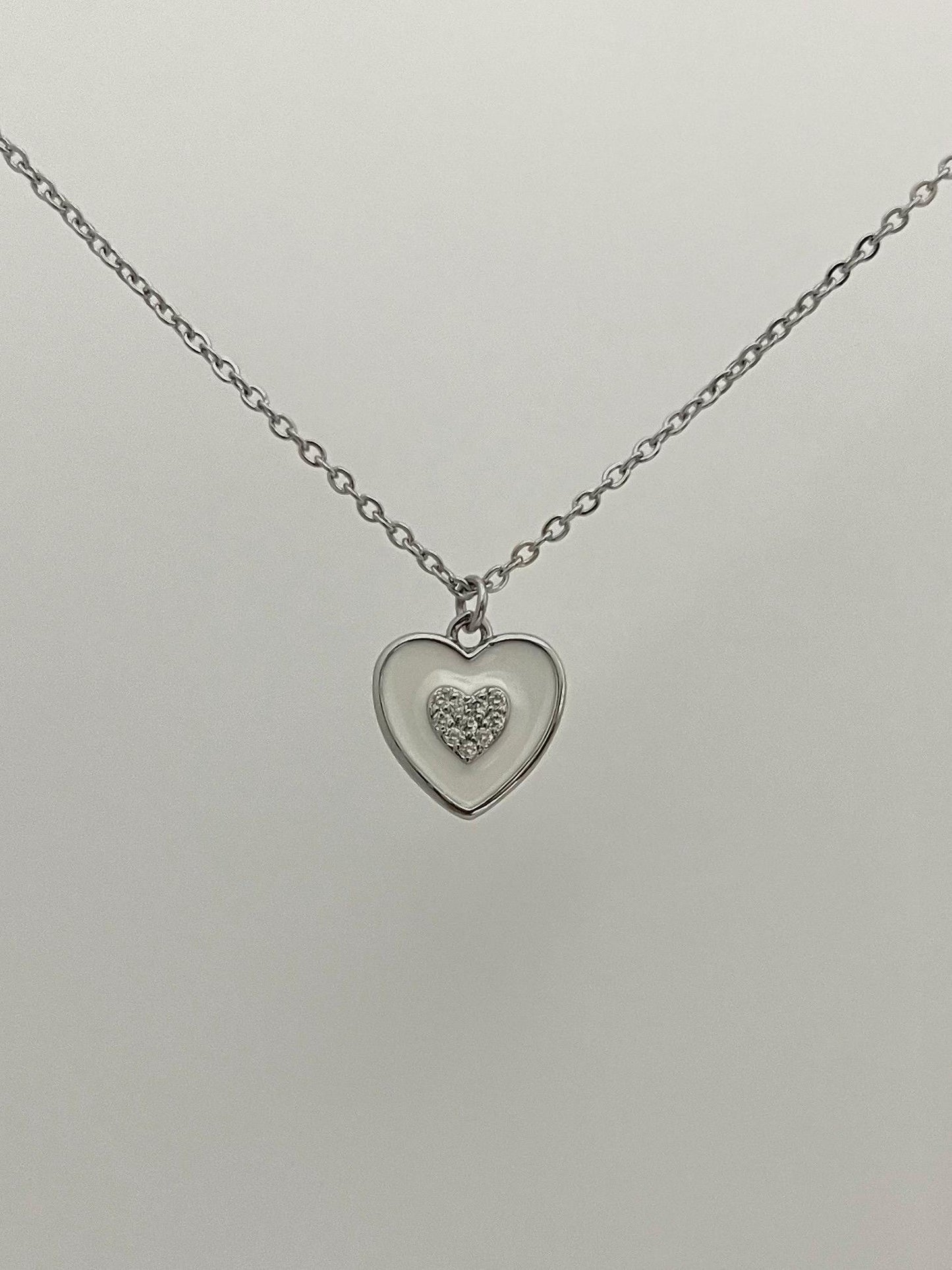White Heart Necklace