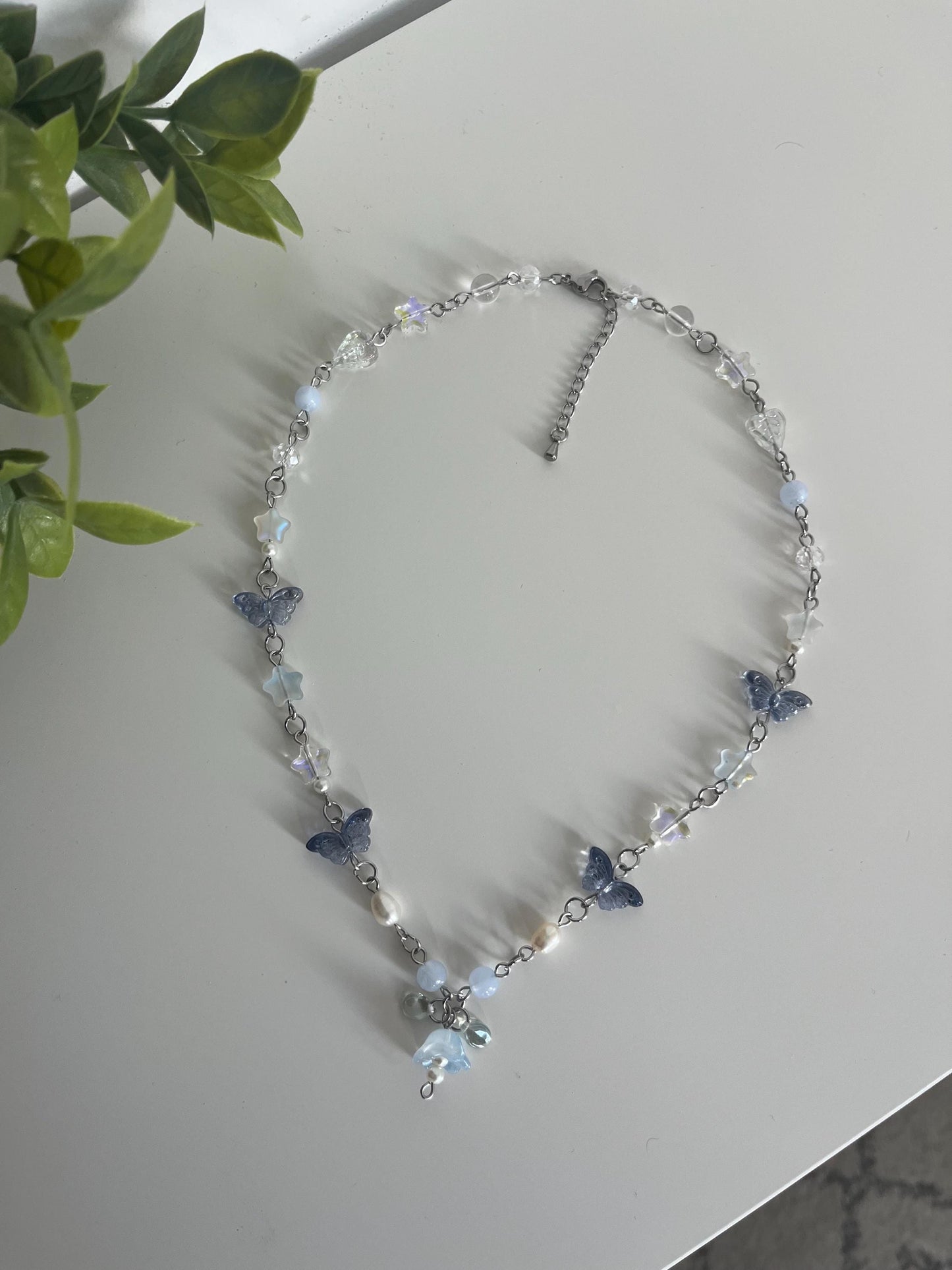 Handmade Blue Flower Necklace