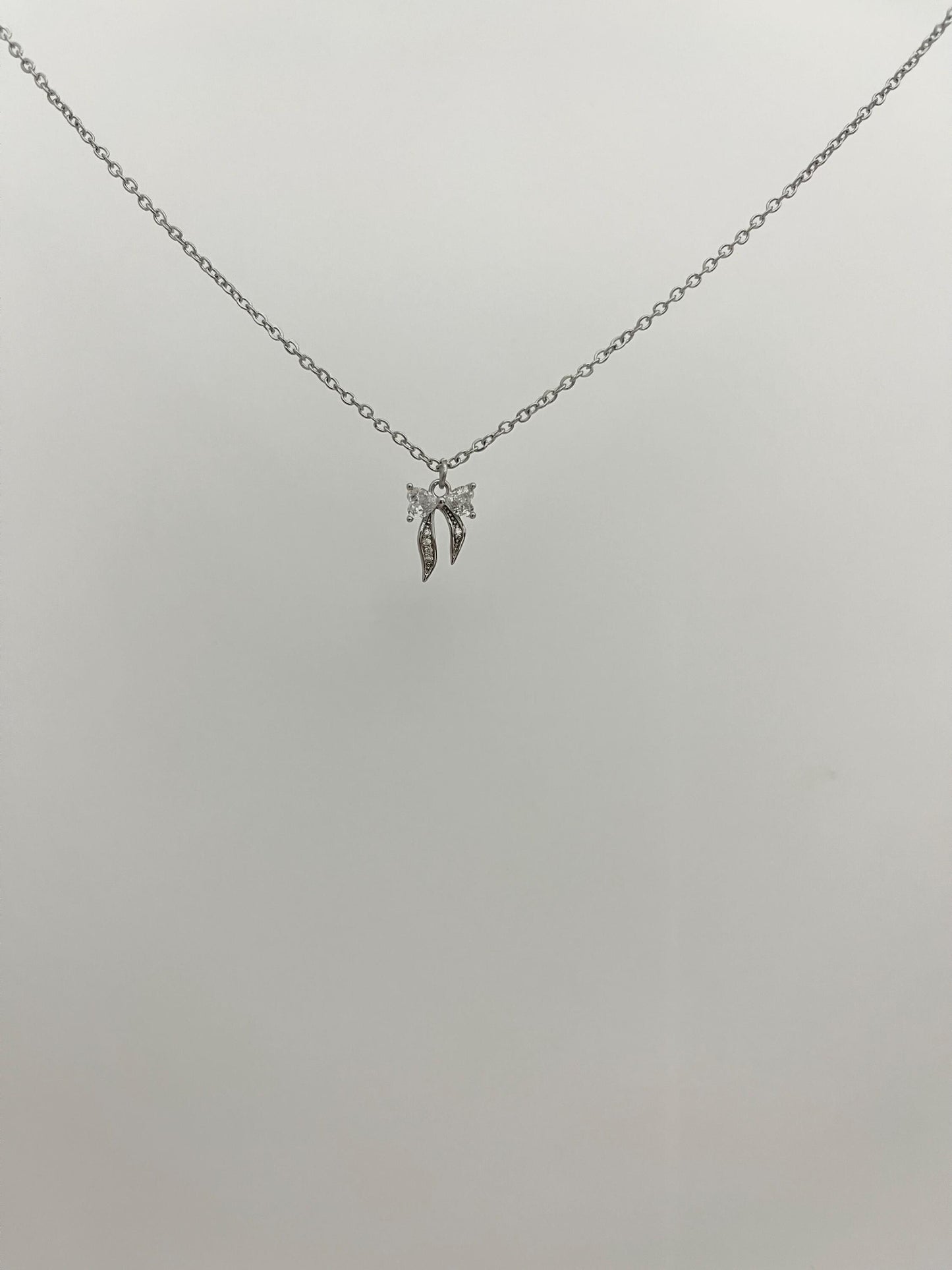 Dainty Silver Bow Necklace