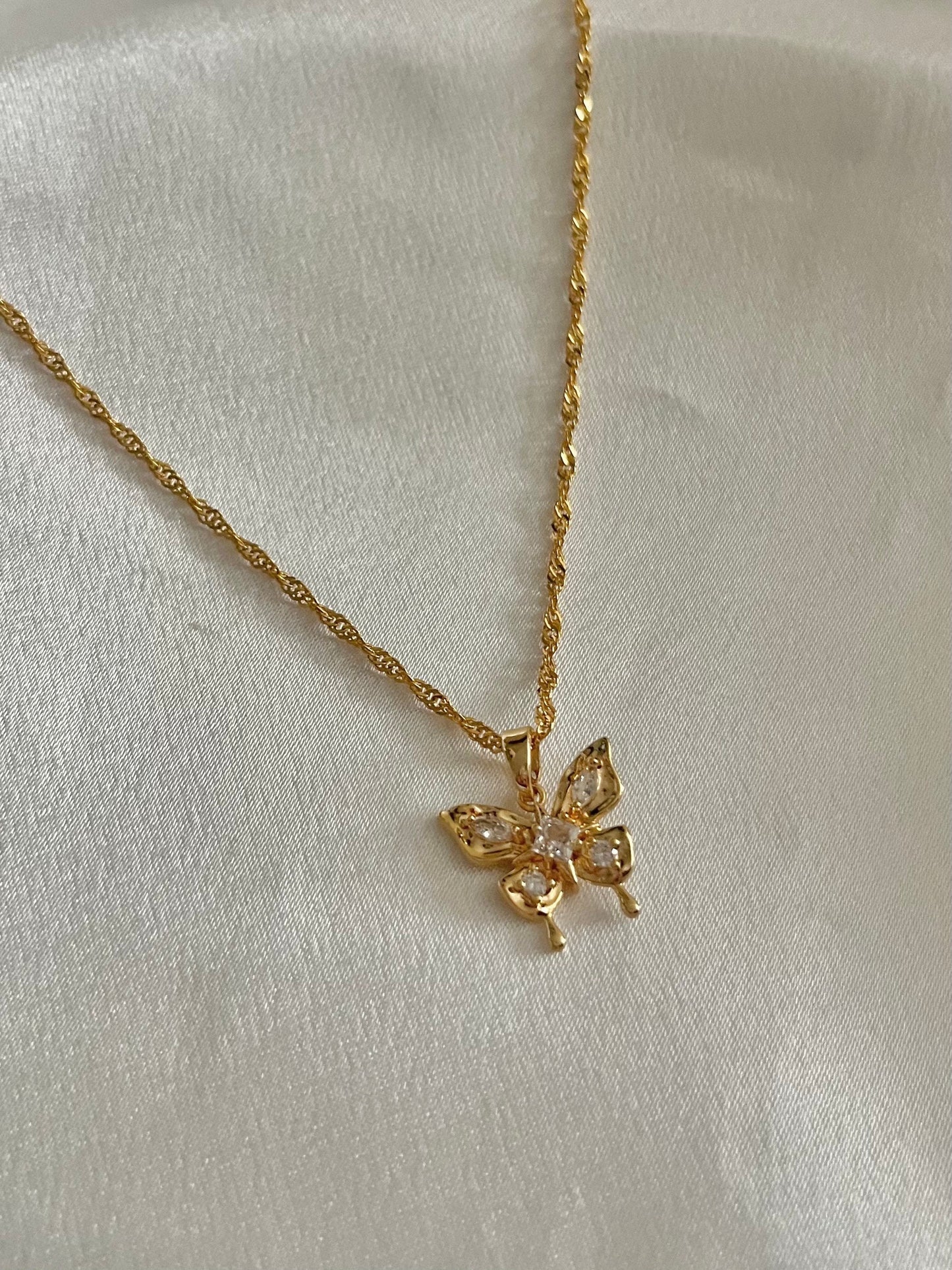 Gold Plated Butterfly Pendant Necklace