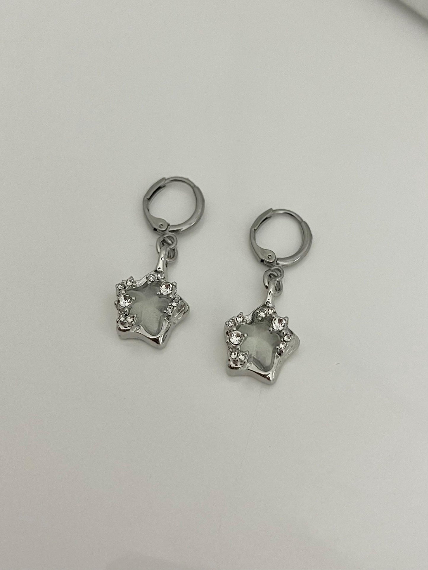 Baby Blue Crystal Star Earrings