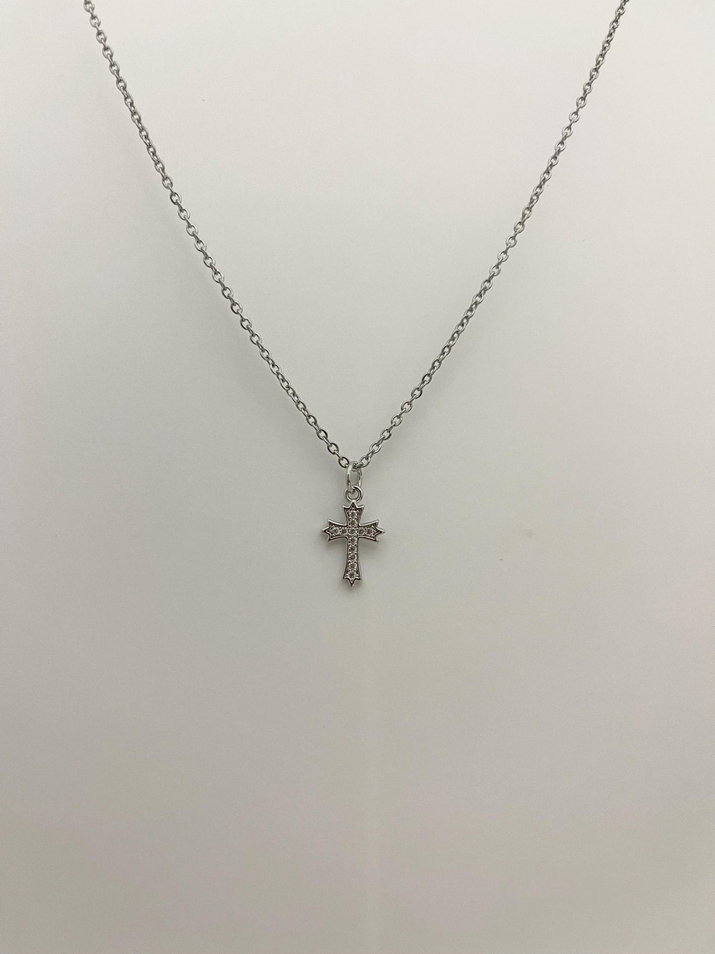 Sparkly Silver Cross Necklace