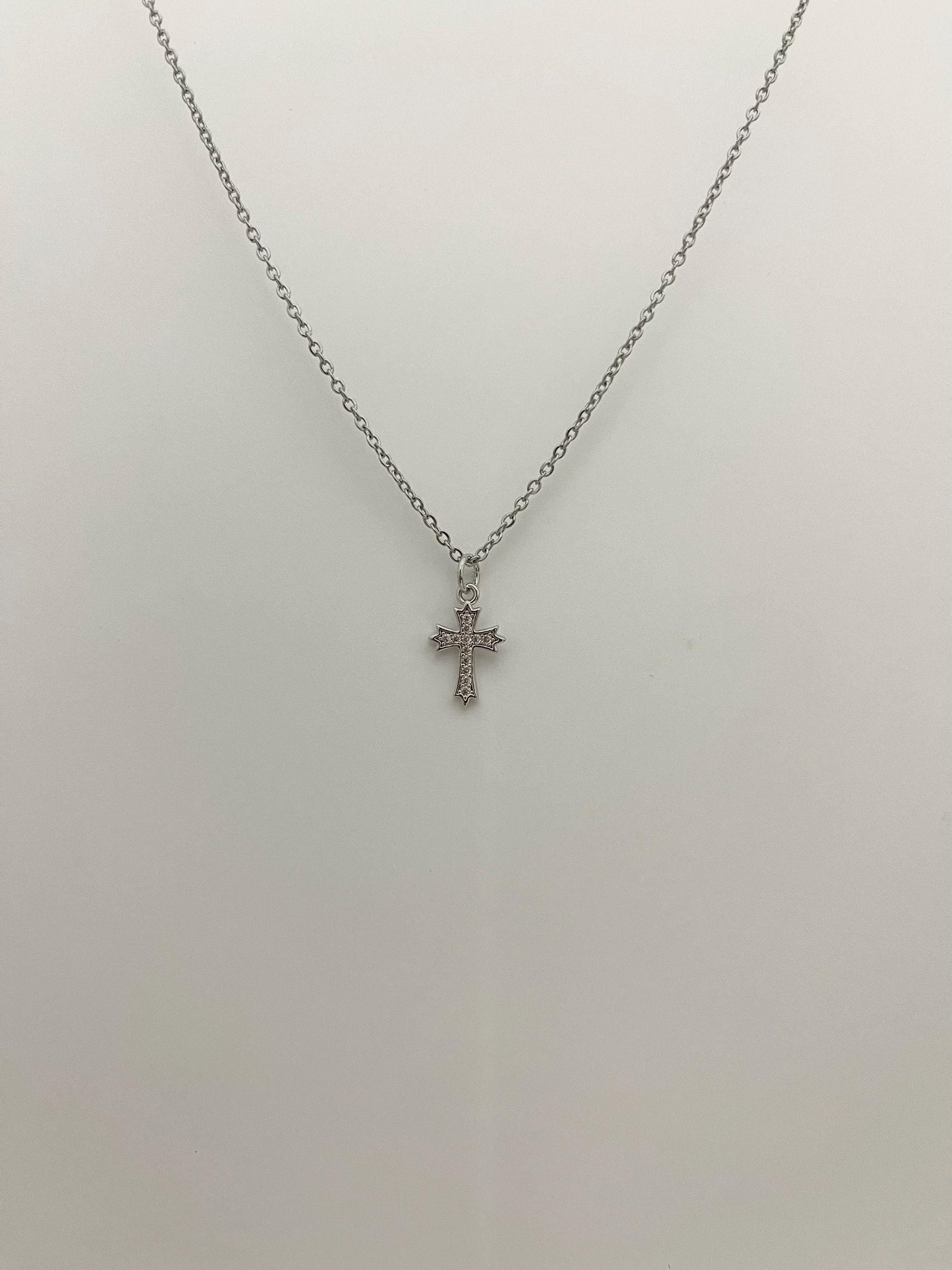 Sparkly Silver Cross Necklace
