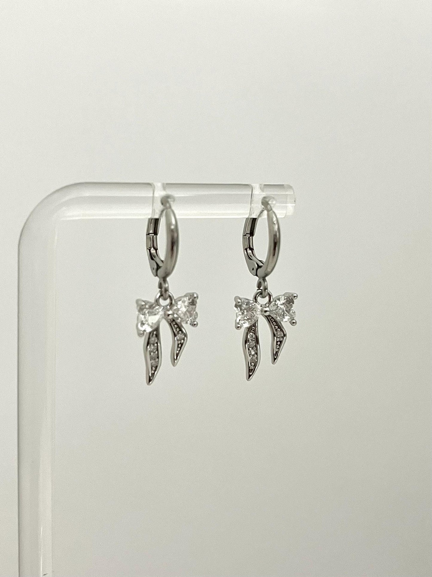 Mini Silver Bow Earrings