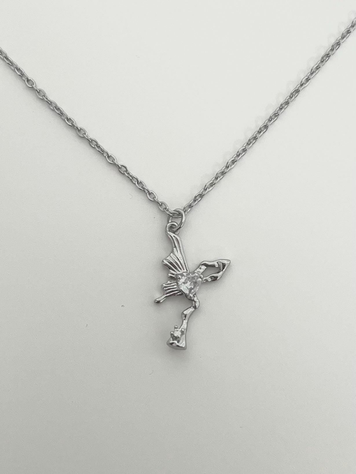 Asymmetric Silver Butterfly Necklace