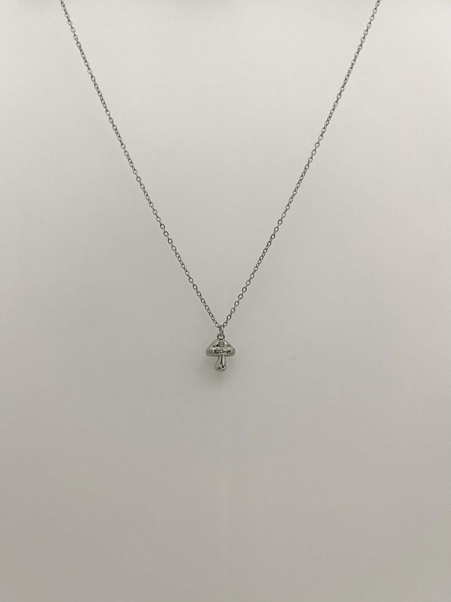 Silver Mushroom Pendant Necklace