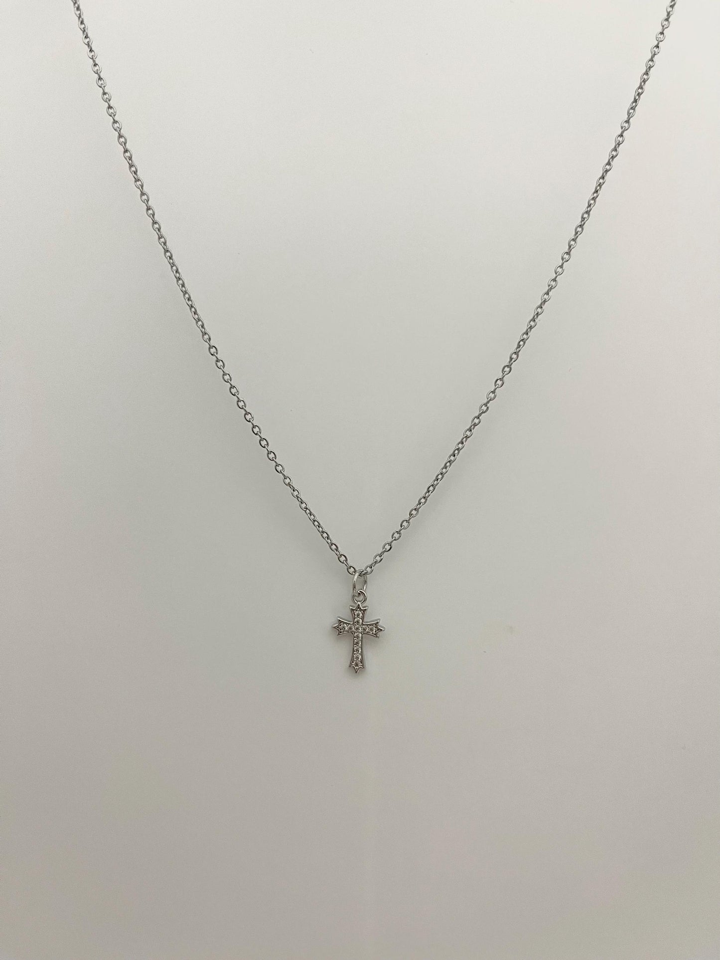 Sparkly Silver Cross Necklace