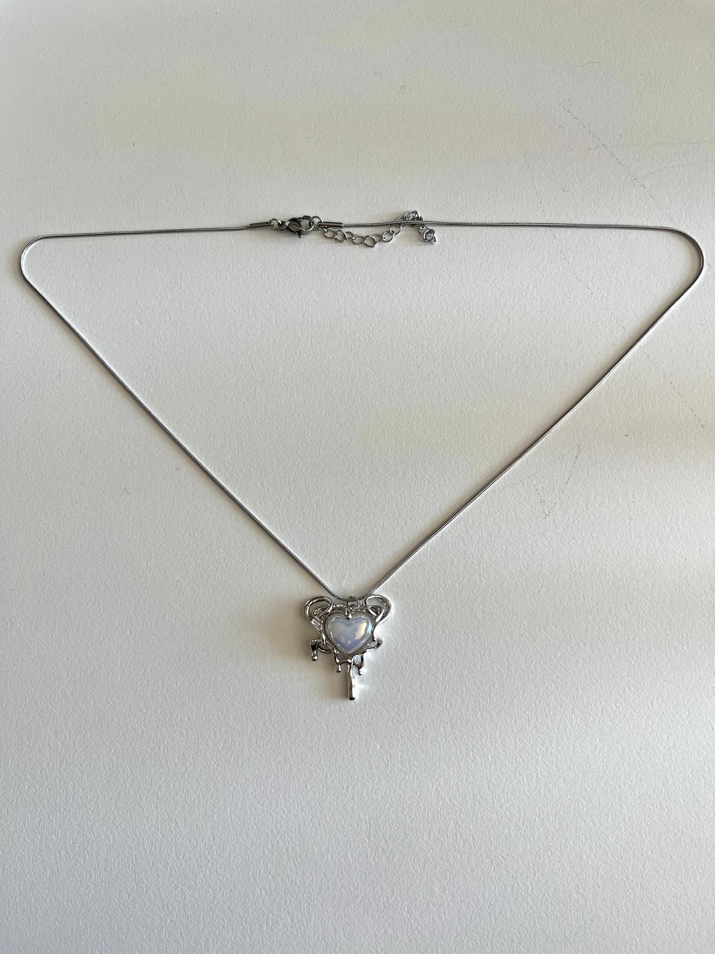 Silver Drip Heart Necklace