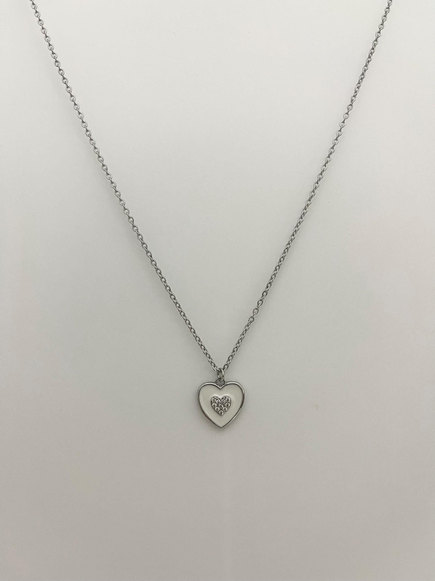 White Heart Necklace