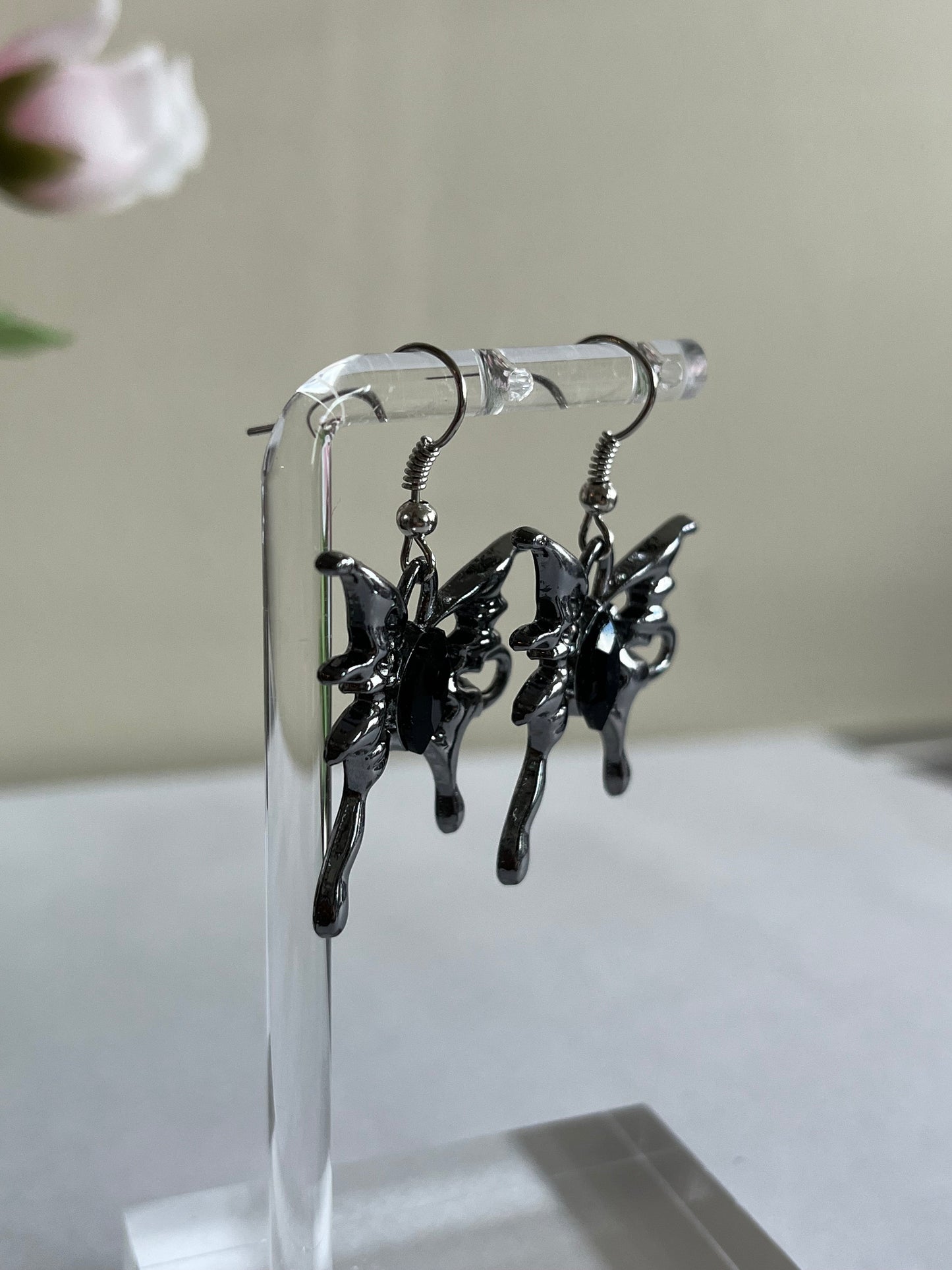 Gunmetal Butterfly Earring