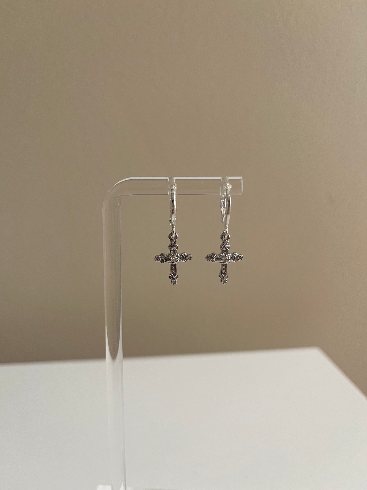 18K Gold-Plated Cross Earrings