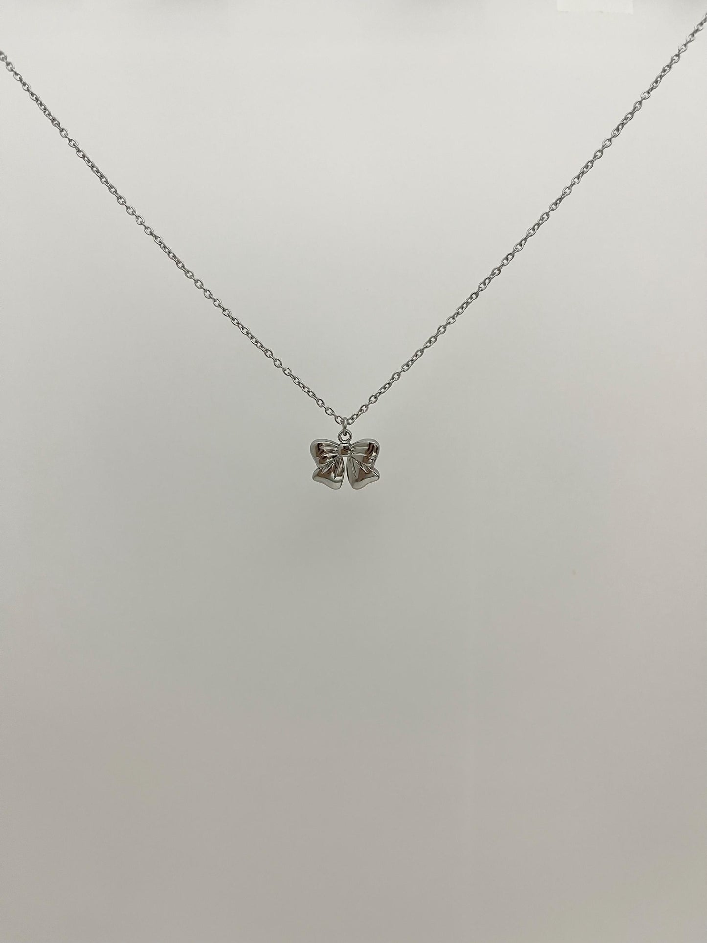 Simple Silver Bow Necklace