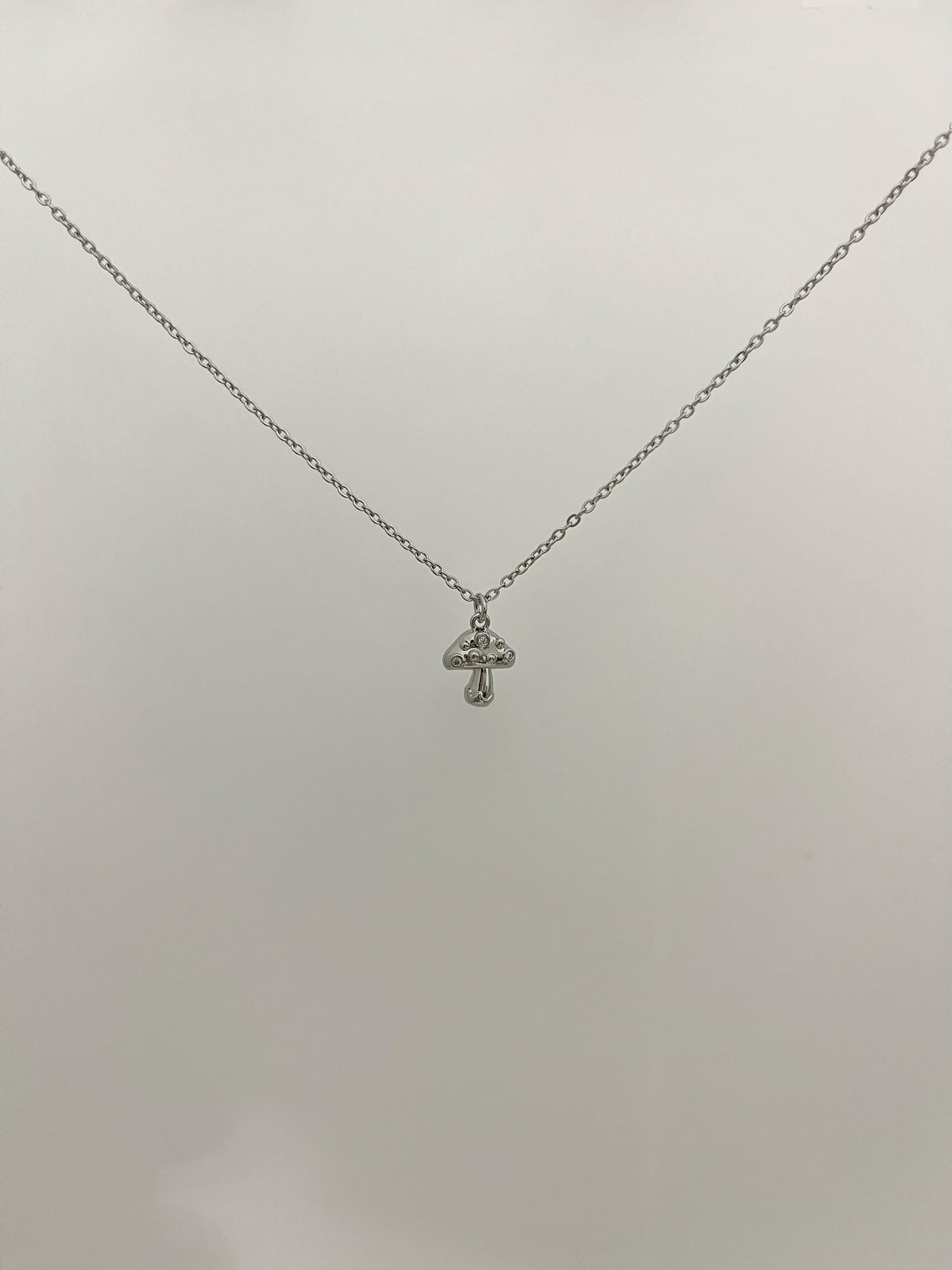 Silver Mushroom Pendant Necklace